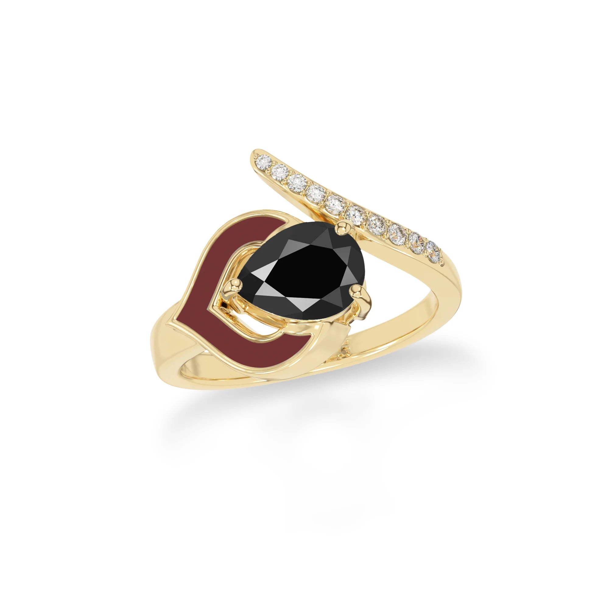 Natural Black Tourmaline & Garnet Ring