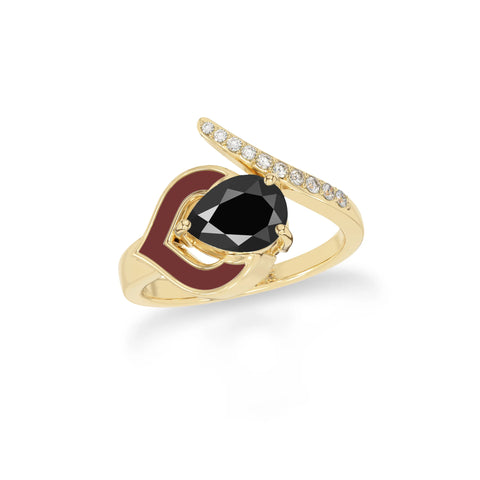 Natural Black Tourmaline & Garnet Ring