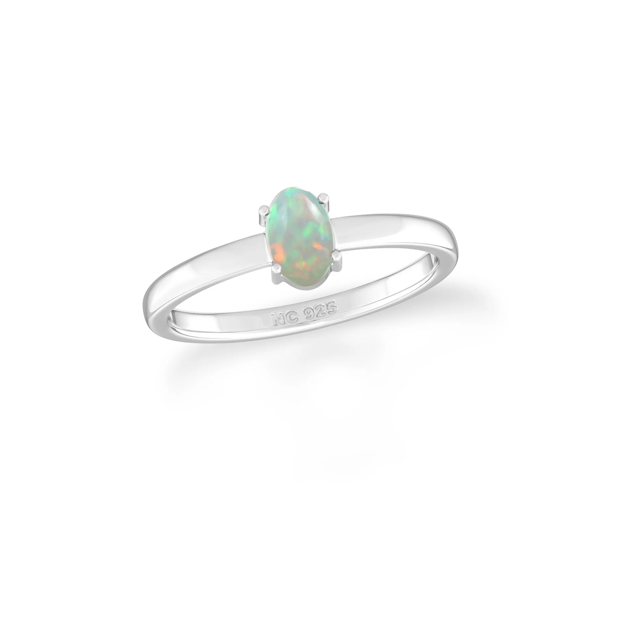 ethiopian-opal stackable prong-set ring