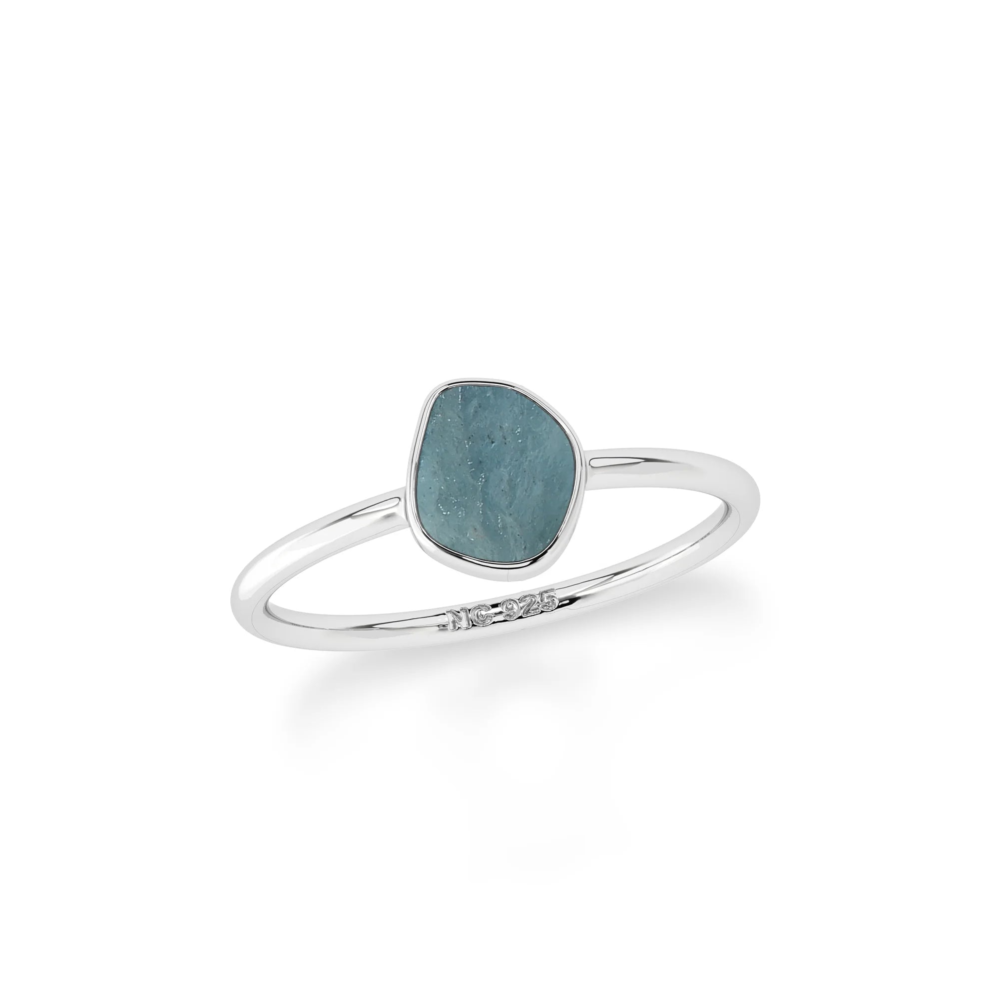aquamarine stackable bezel-set ring
