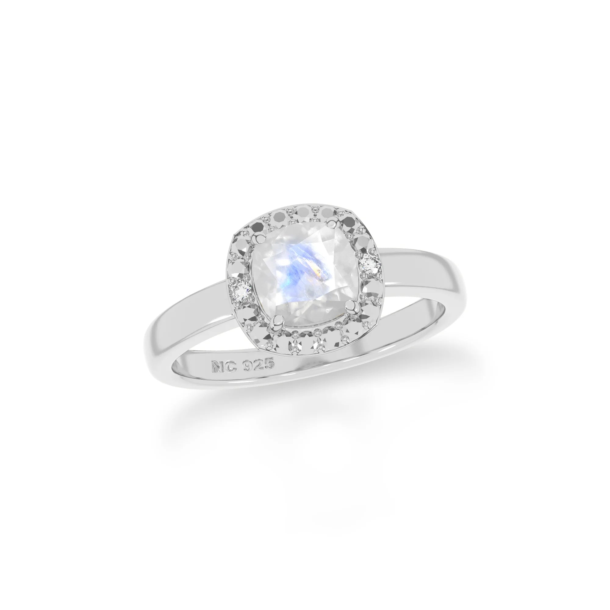 rainbow-moonstone stackable prong-set ring