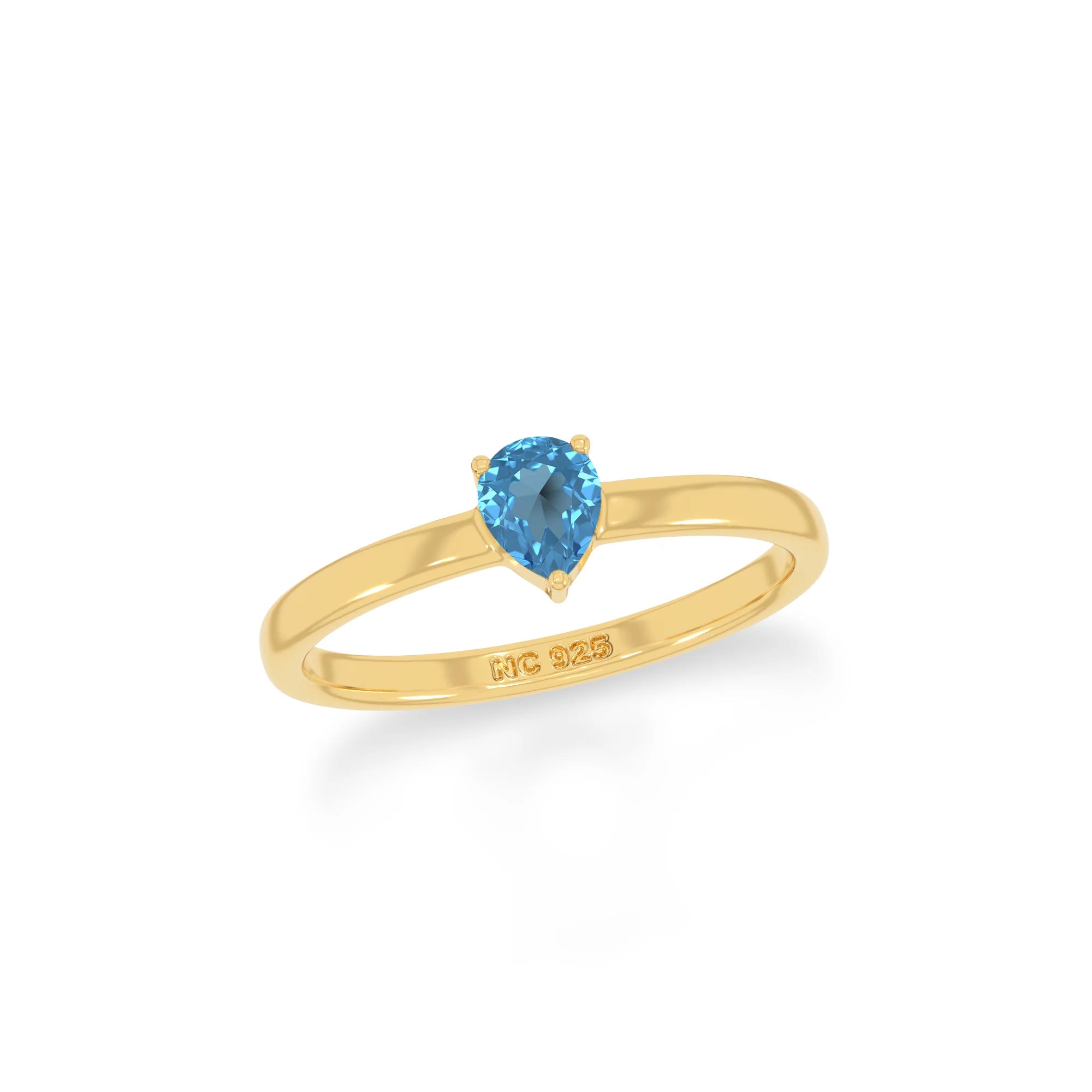 swiss blue topaz stackable prong-set ring