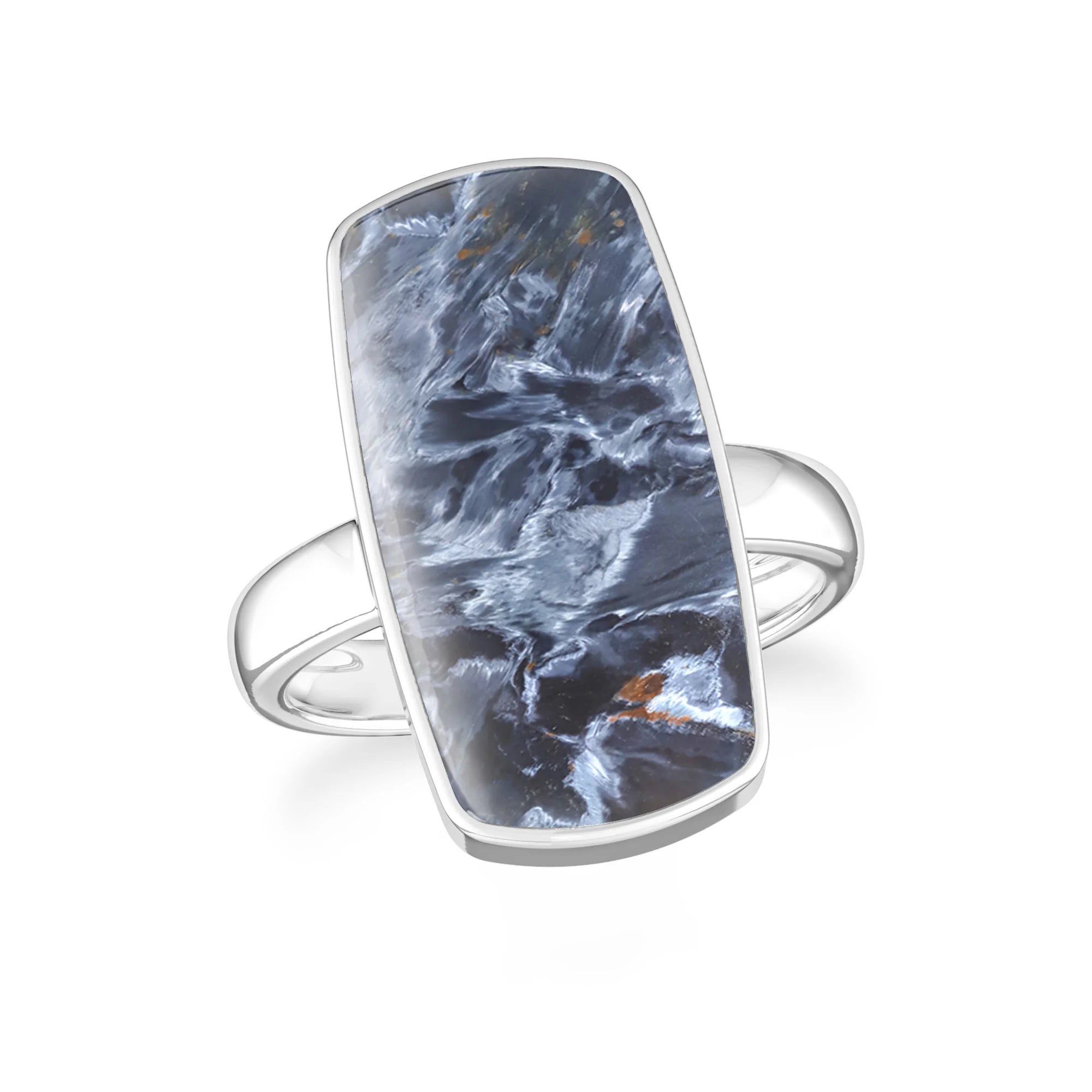 pietersite bezel-set ring