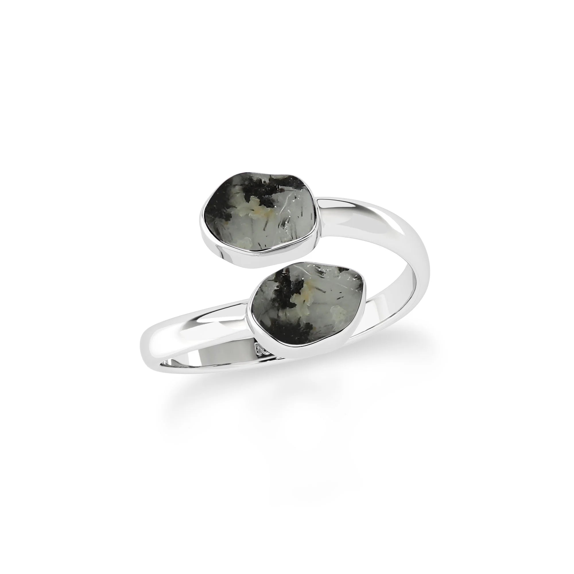 tourmalated quartz stackable bezel-set ring