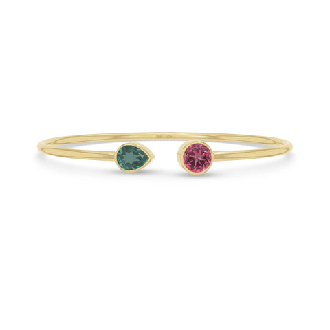 green tourmaline with pink tourmaline cut bracelet