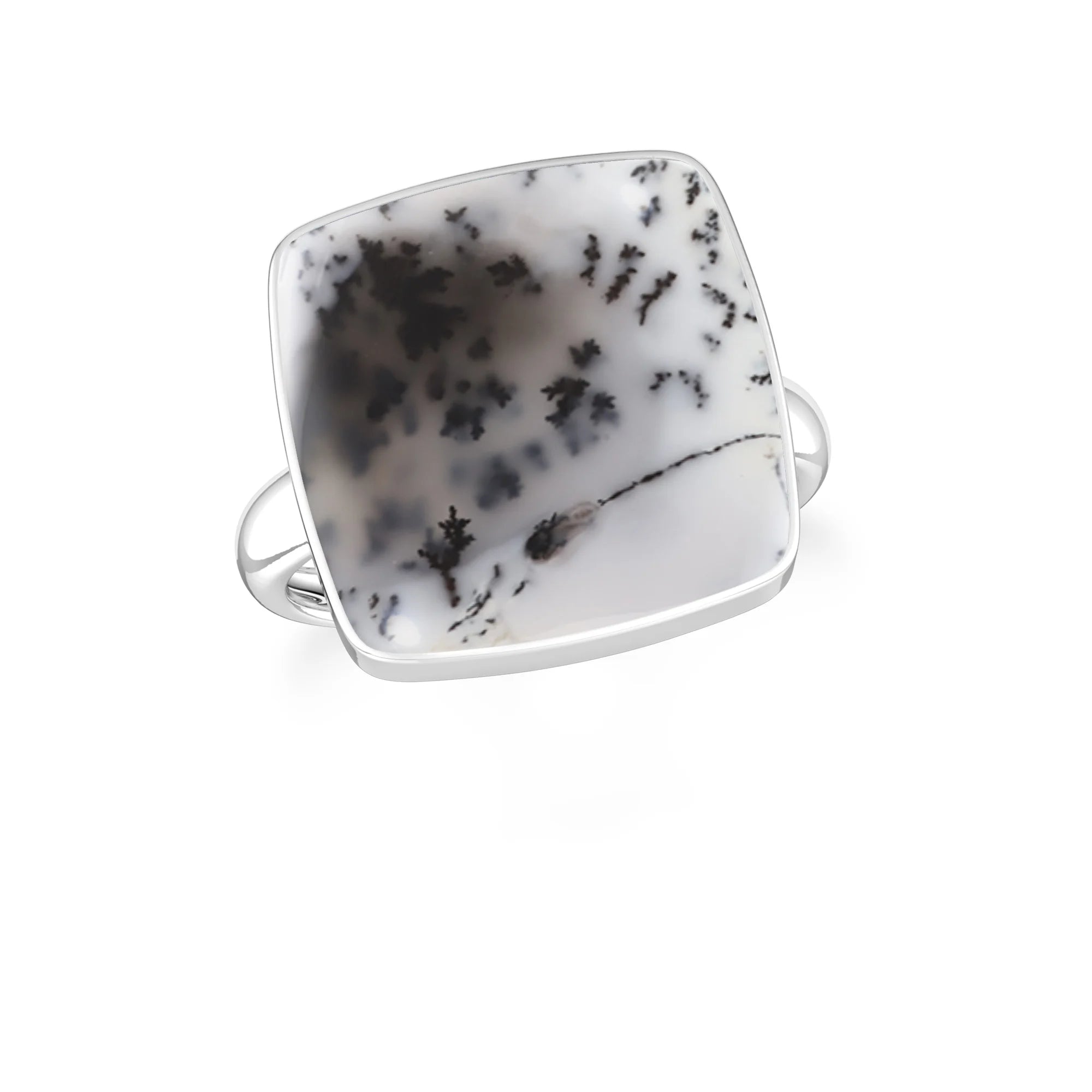 dendritic-opal bezel-set ring