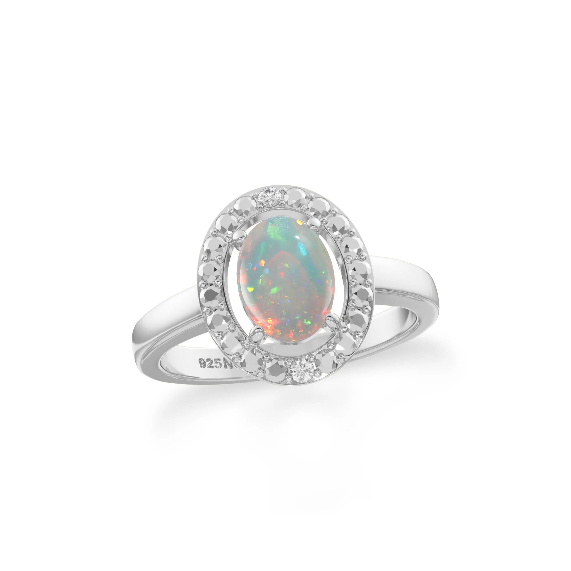 ethiopian-opal stackable prong-set ring