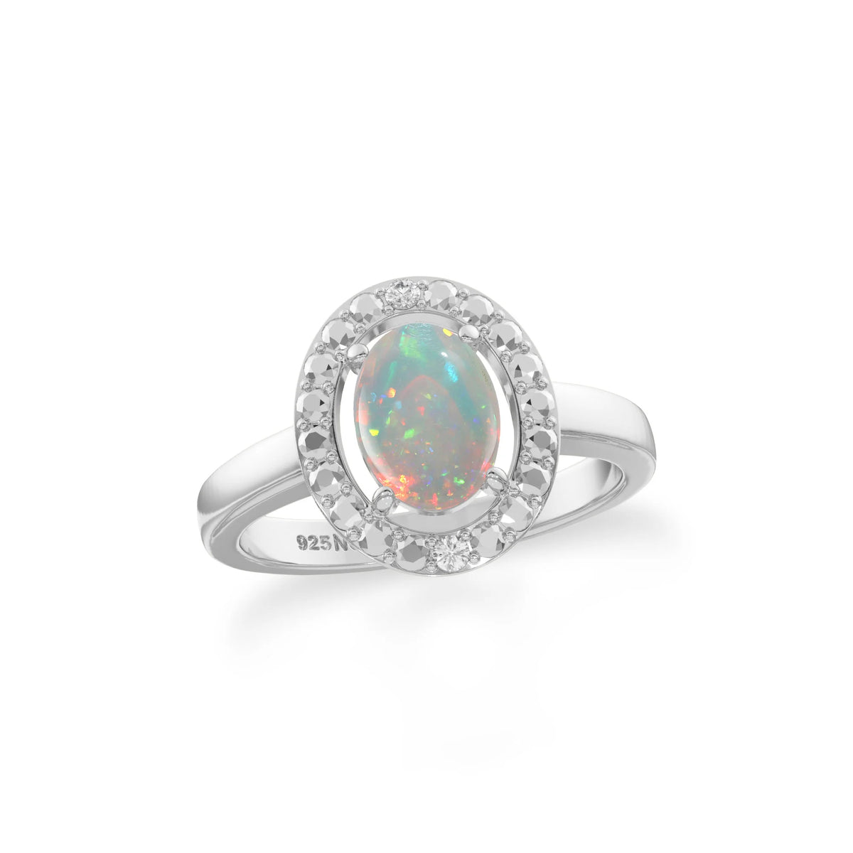 ethiopian-opal stackable prong-set ring