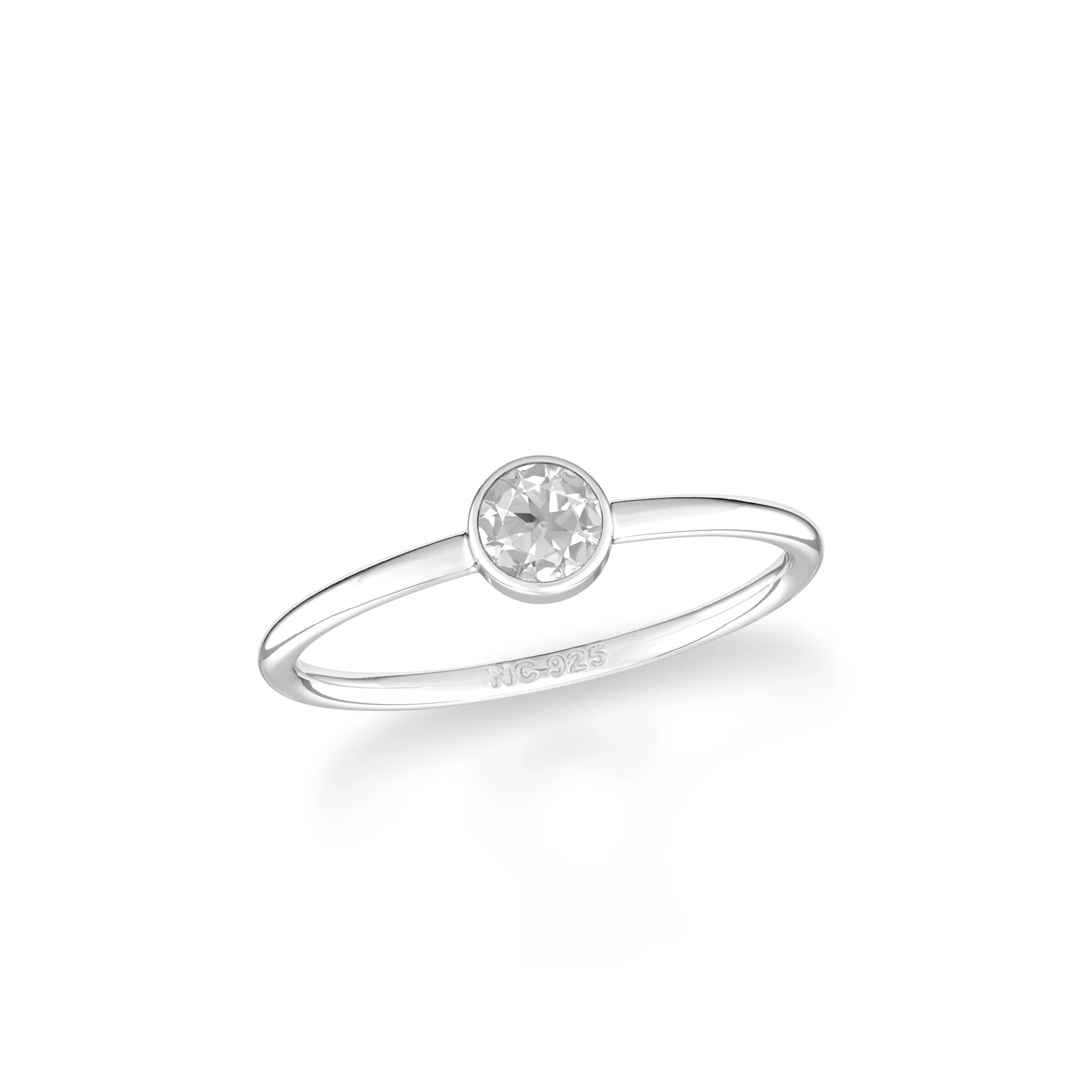 white topaz stackable bezel-set ring