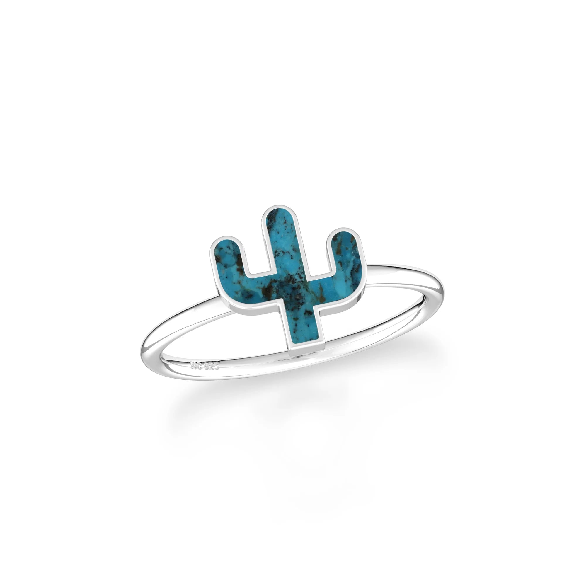 compressed turquoise blue  stackable bezel-set ring