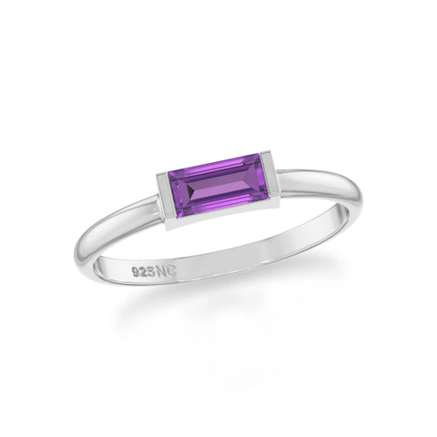 amethyst stackable bezel-set ring