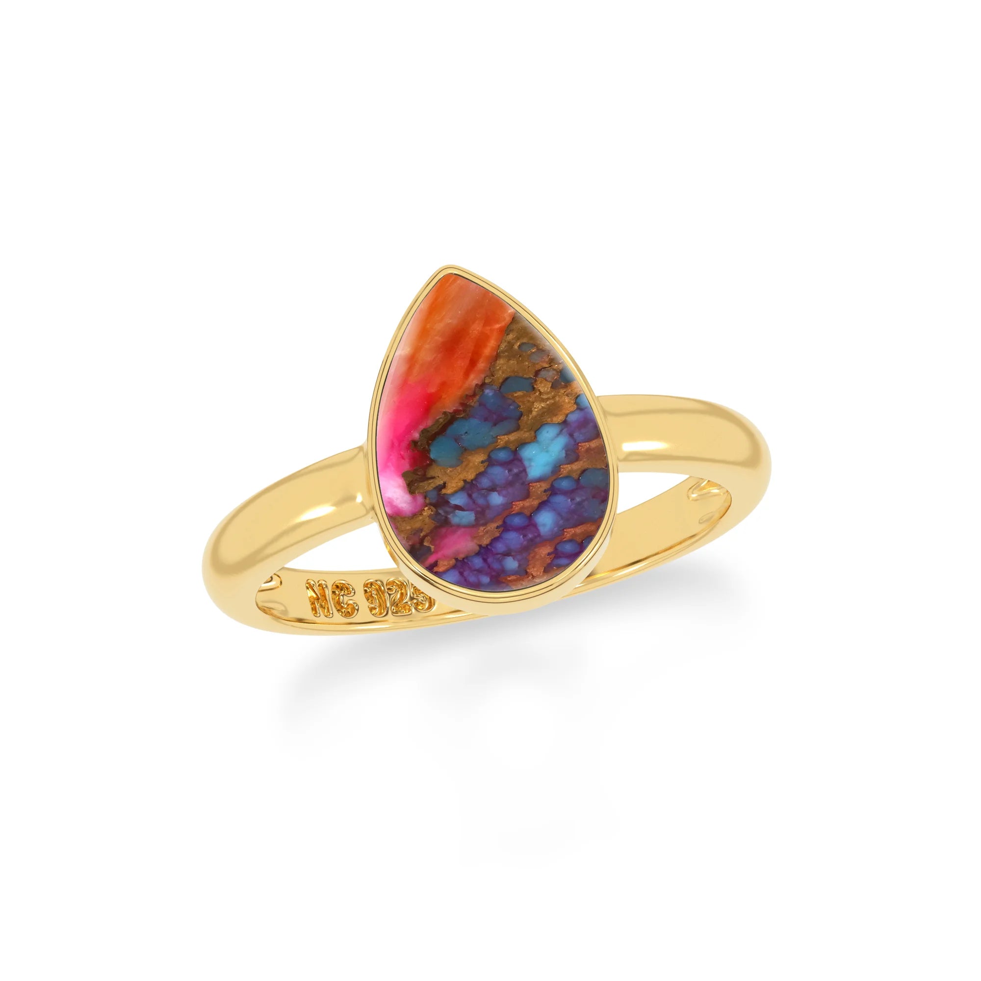 pink spiny-oyster bezel-set ring