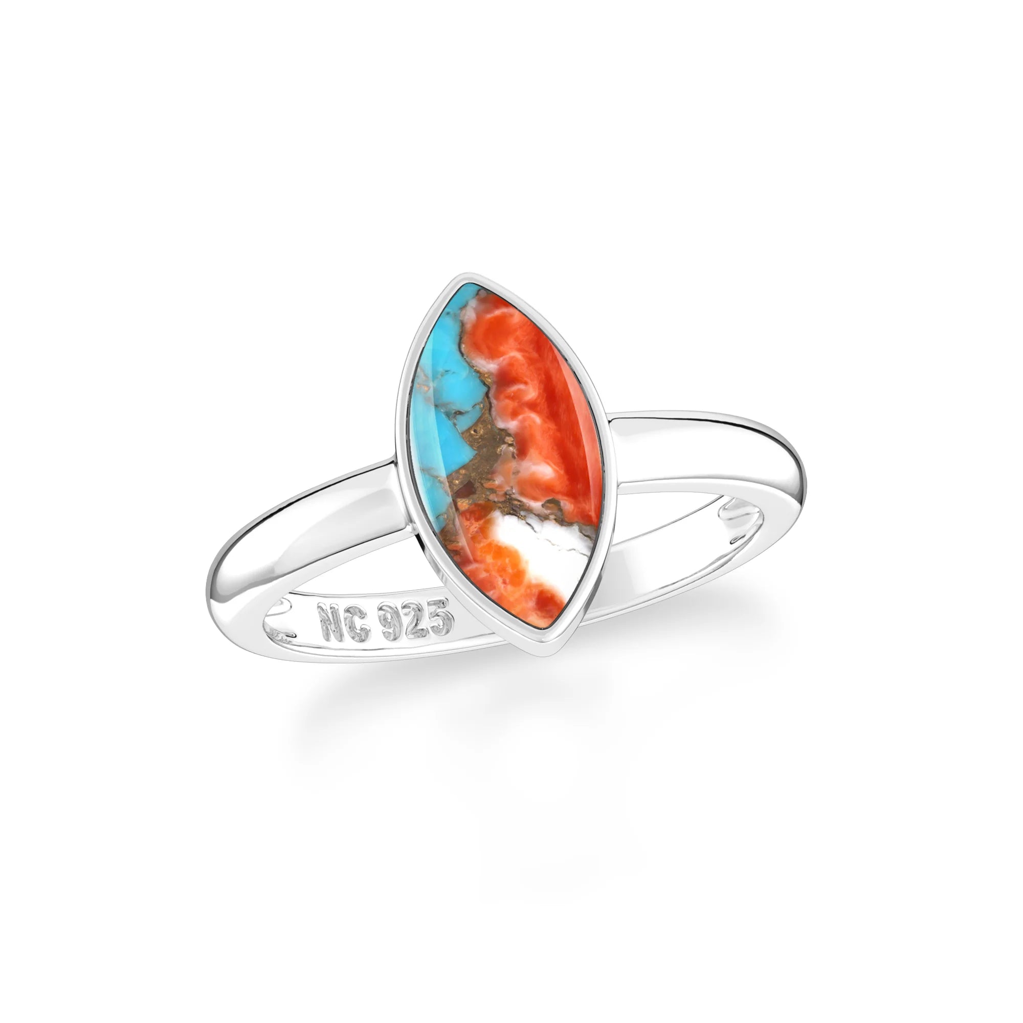 spiny-oyster-turquoise bezel-set ring