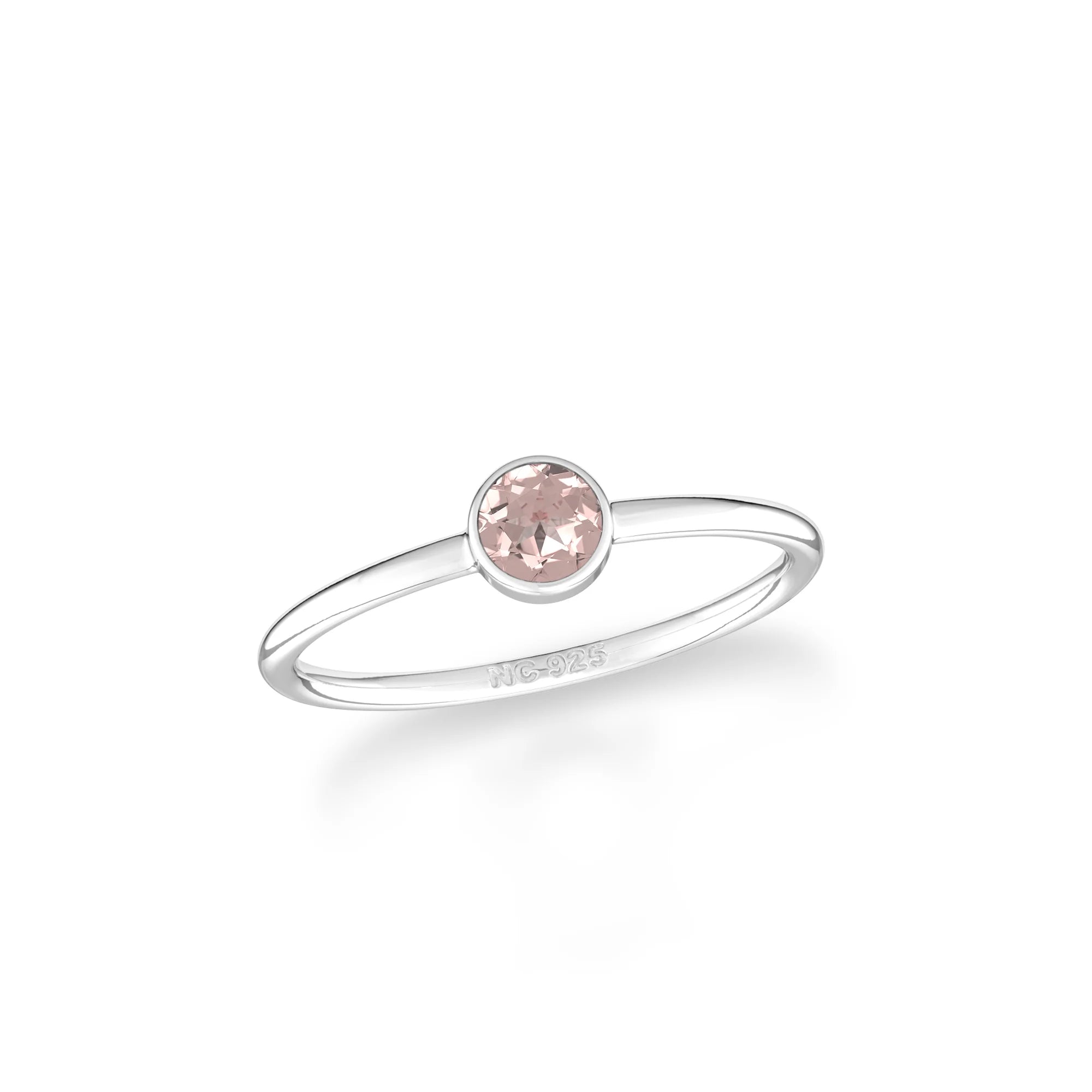 rose quartz stackable bezel-set ring