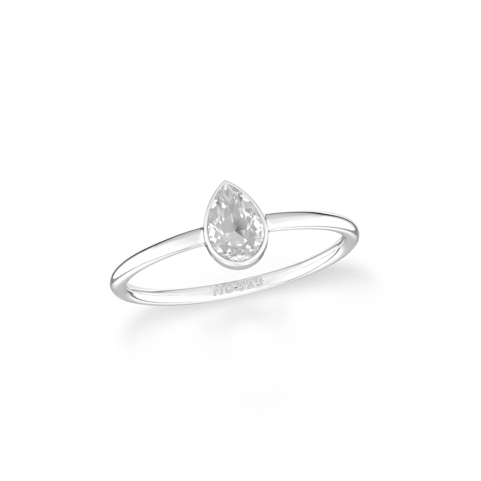 white topaz stackable bezel-set ring