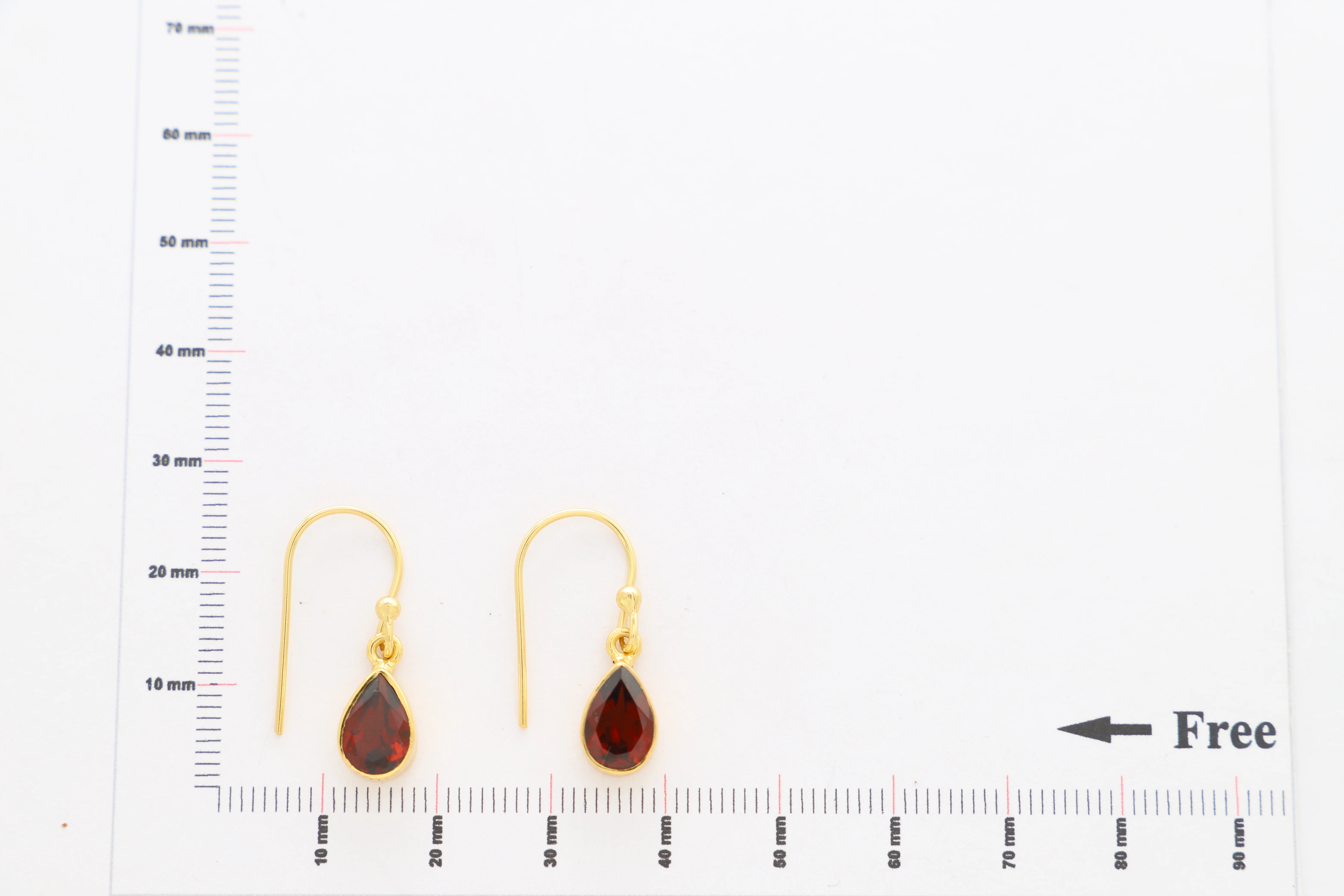 red garnet cut earrings