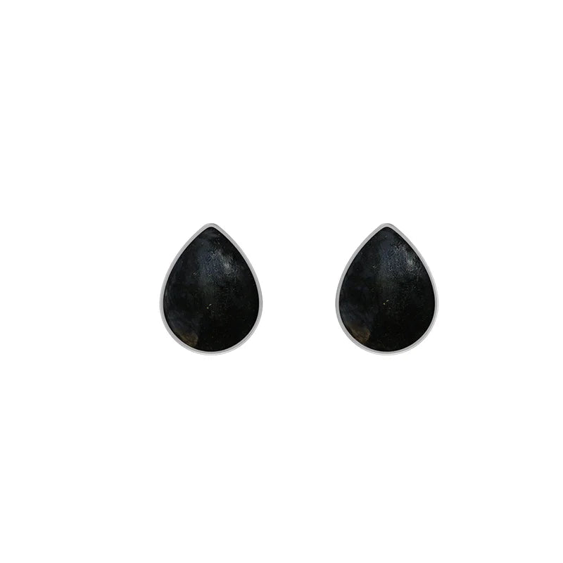 black tourmaline cab earrings