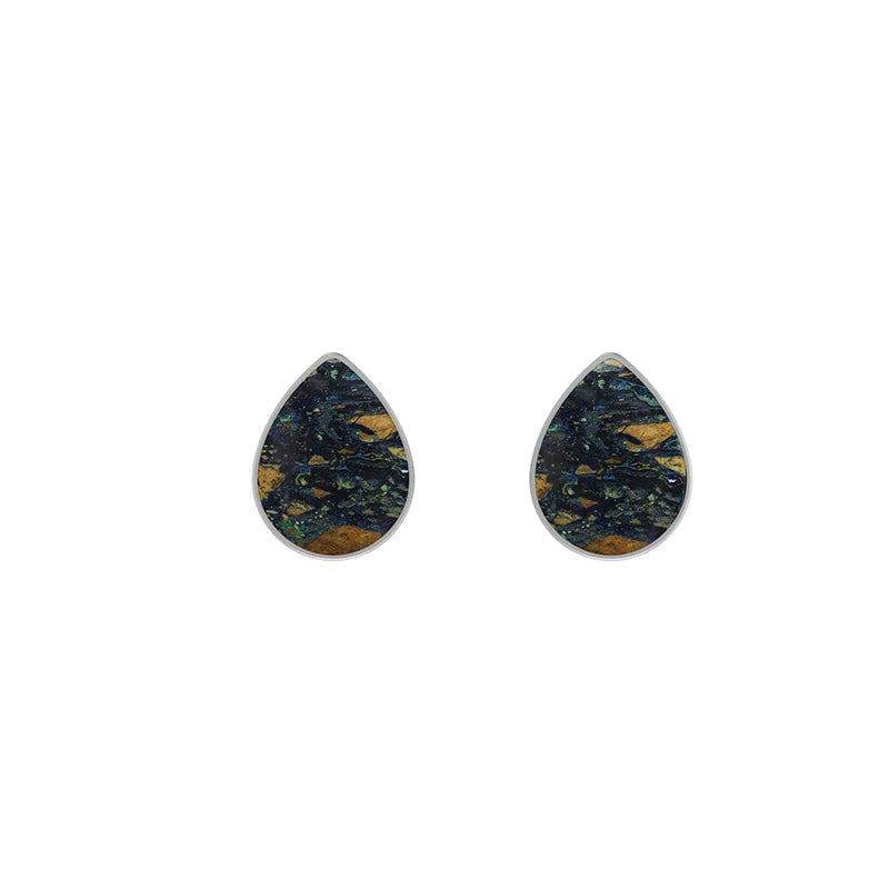 azurite malachite cab earrings