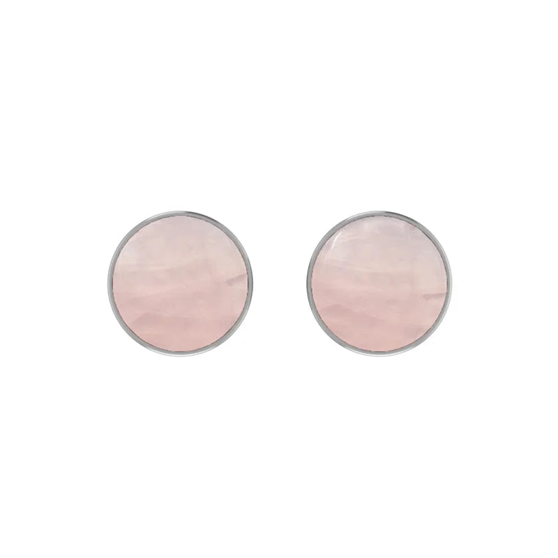 rose quartz cab earrings