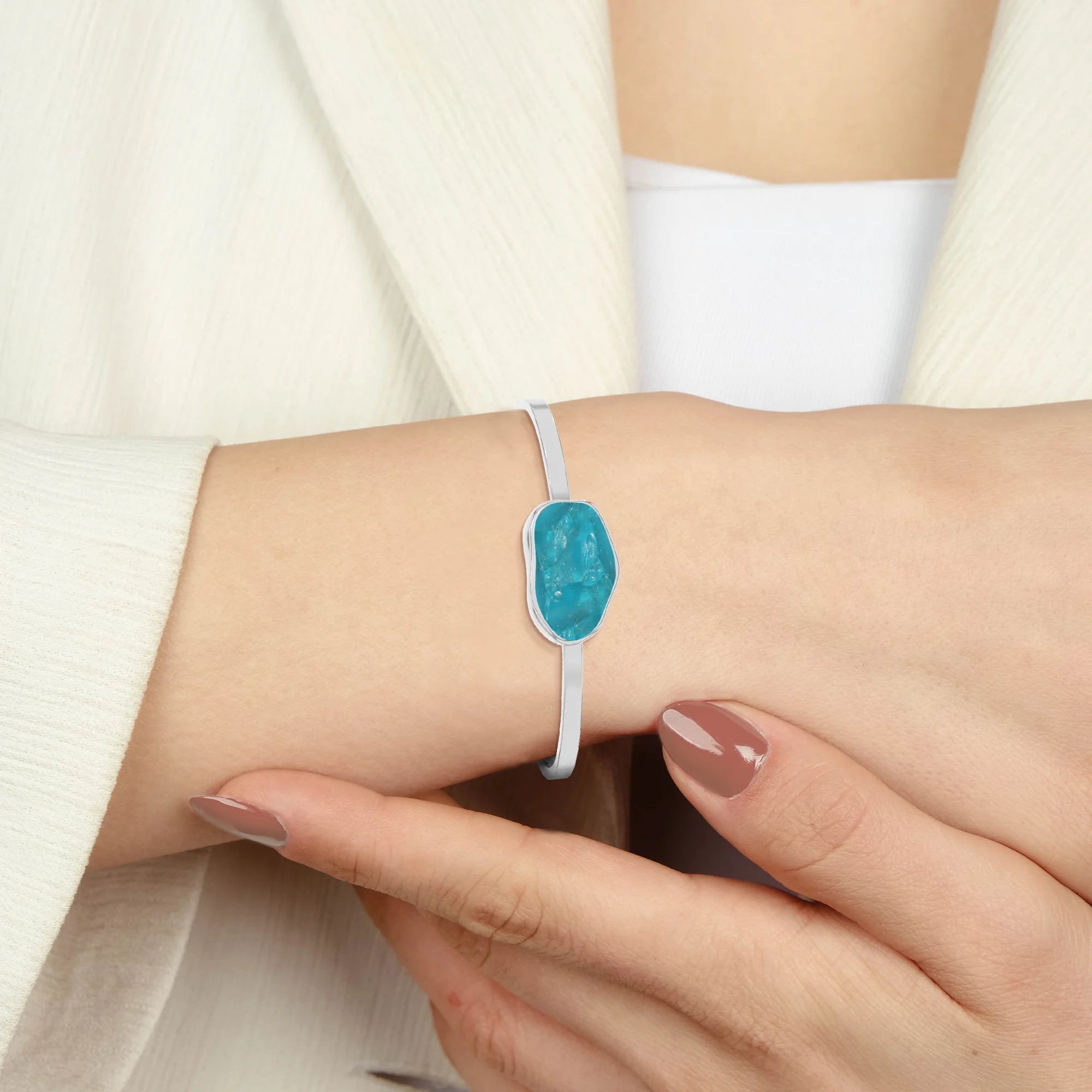 paraiba apatite rough bracelet