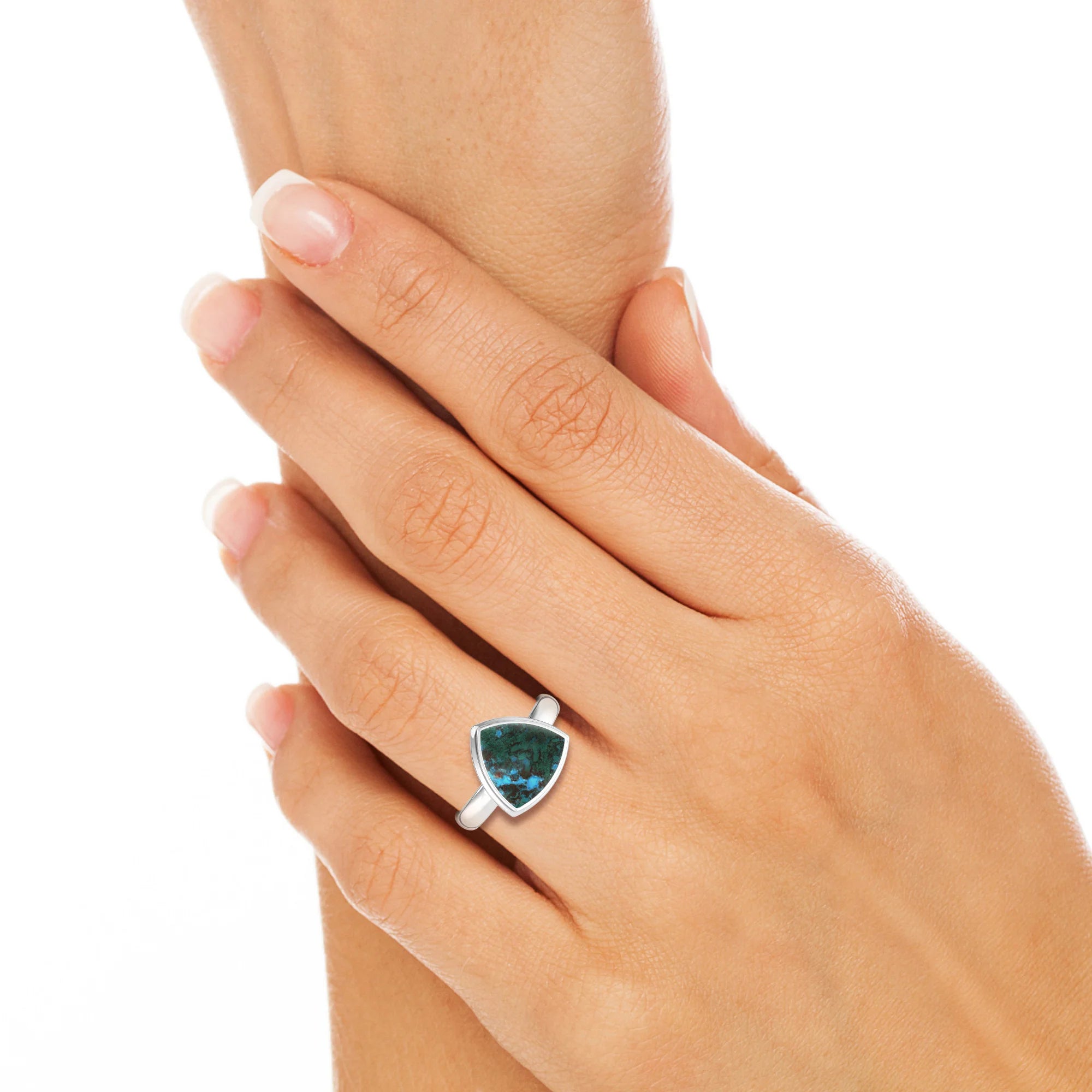 chrysocolla bezel-set ring