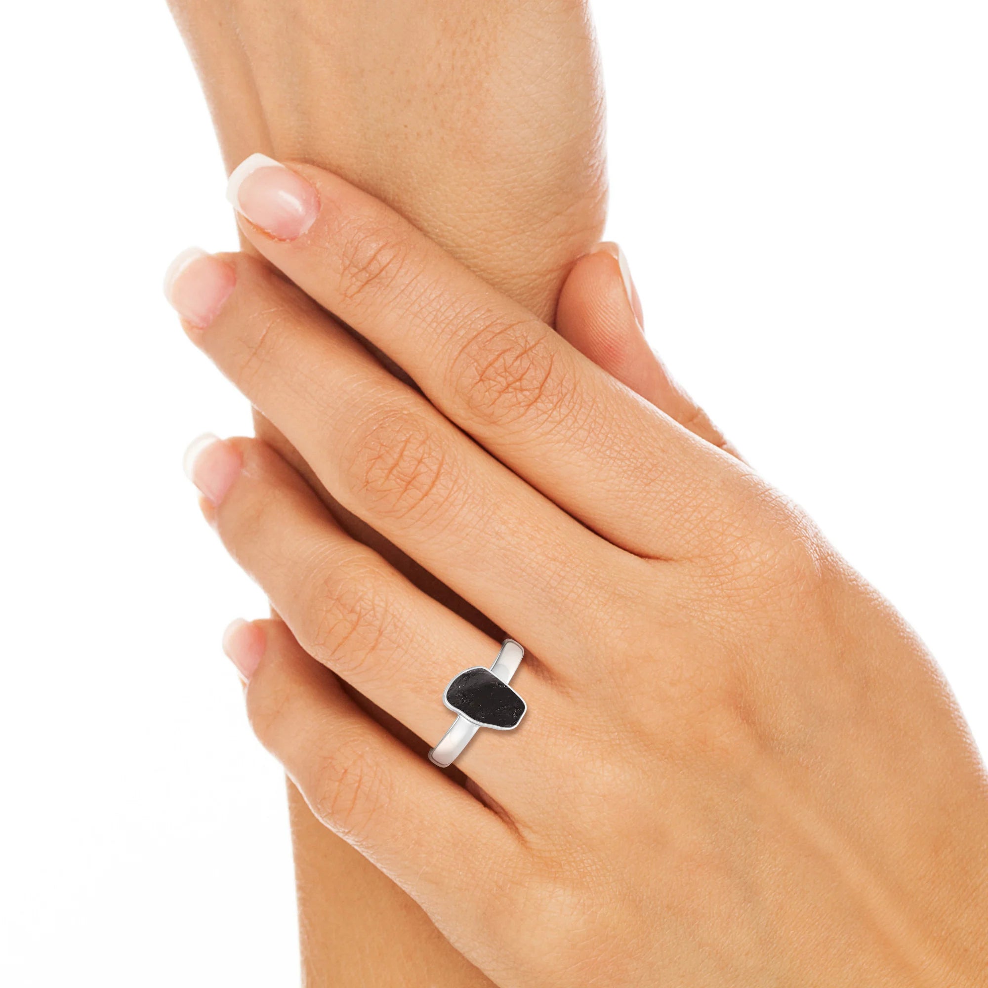 shungite bezel-set ring