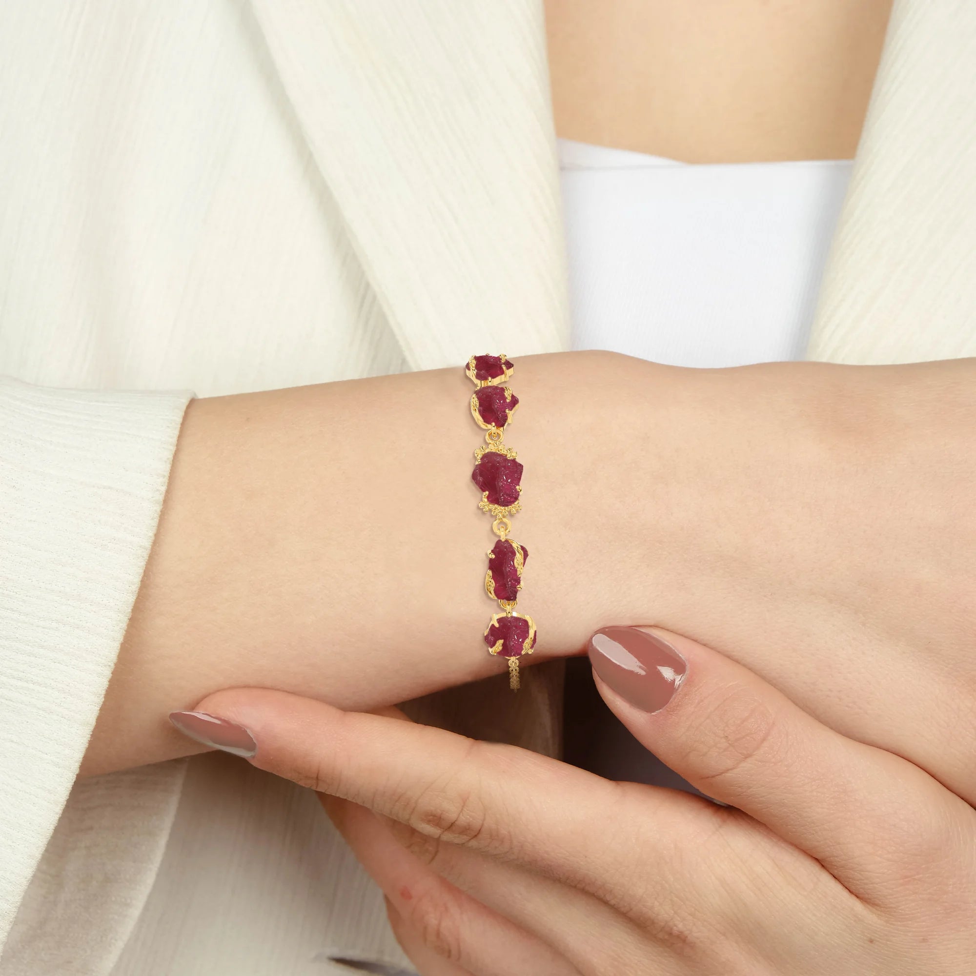 pink tourmaline rough bracelet