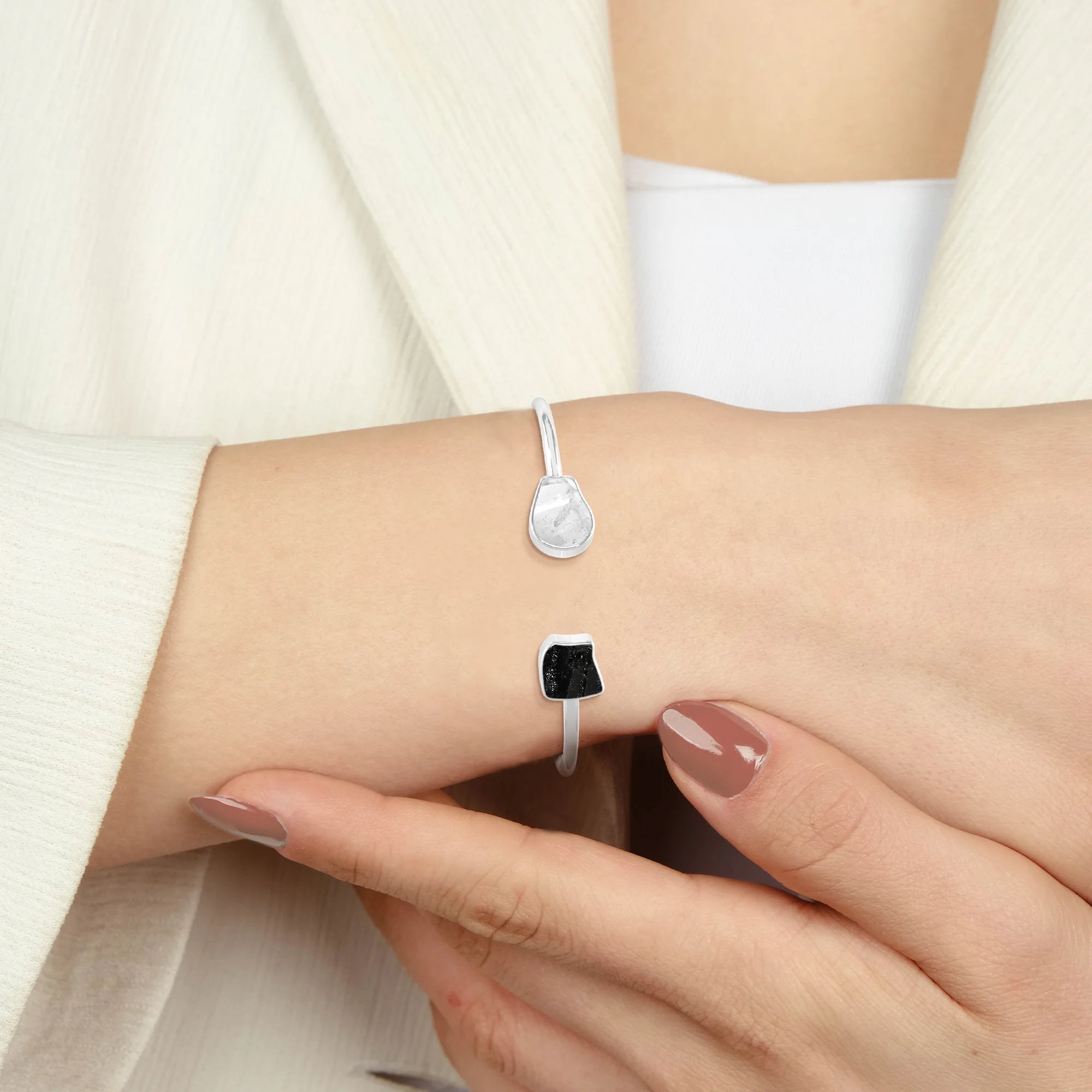 herkimer with black tourmaline twister bracelet