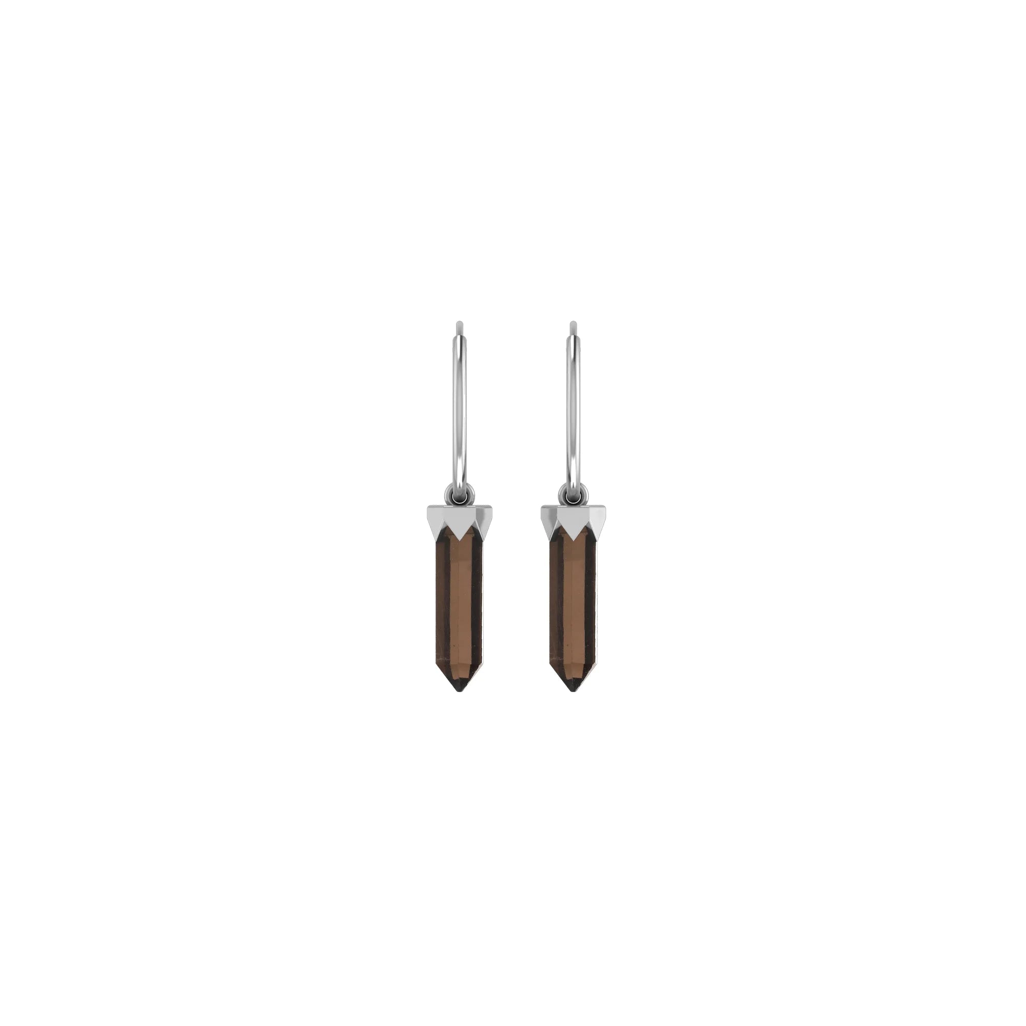 smoky quartz cut earrings