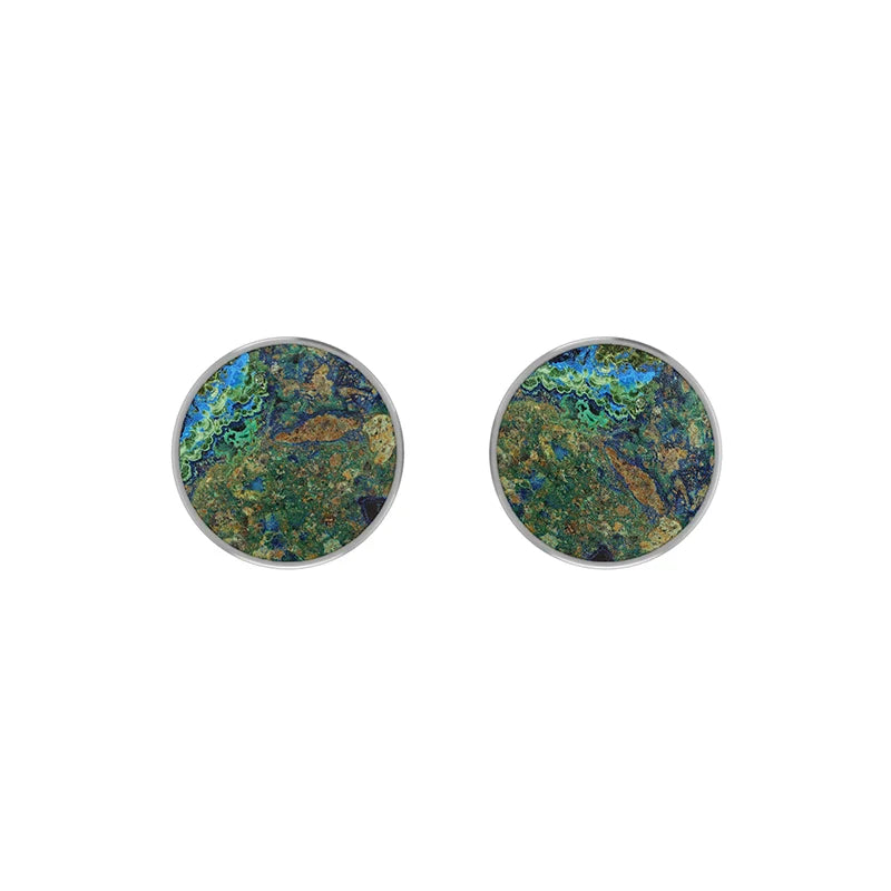 azurite malachite cab earrings