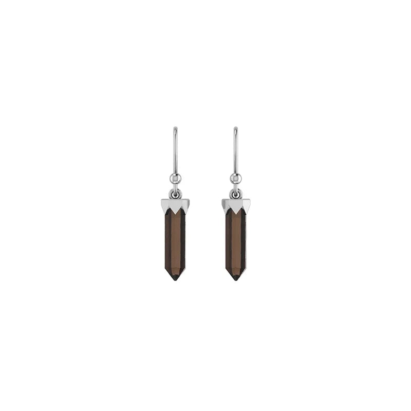 smoky quartz cut earrings