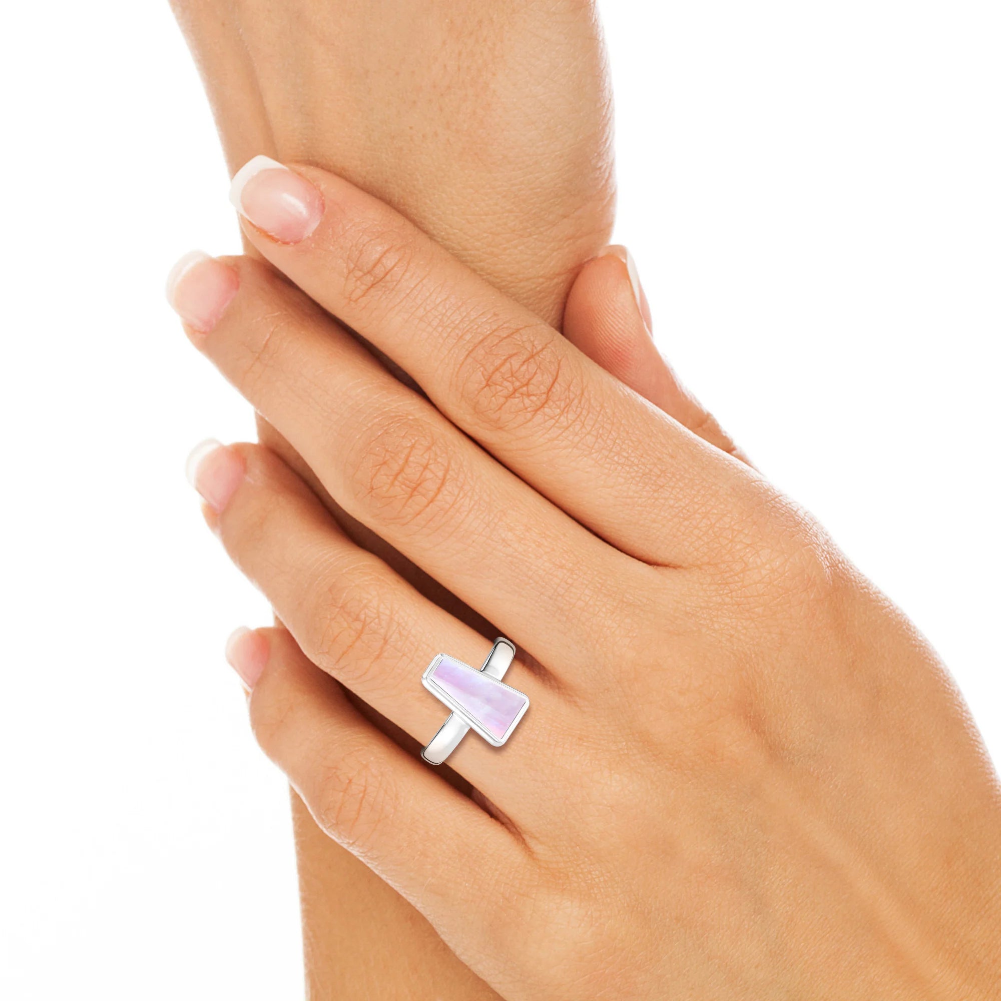 pink-moonstone bezel-set ring