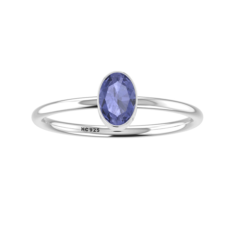 tanzanite stackable bezel-set ring