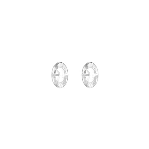 white topaz cut oval earrings