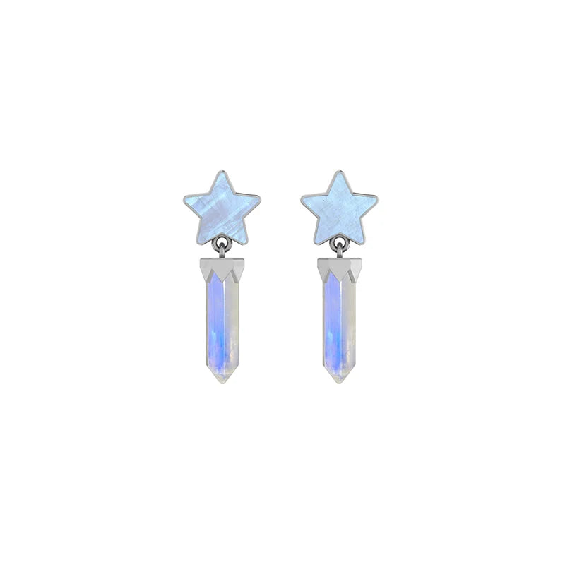 rainbow moonstone slice earrings