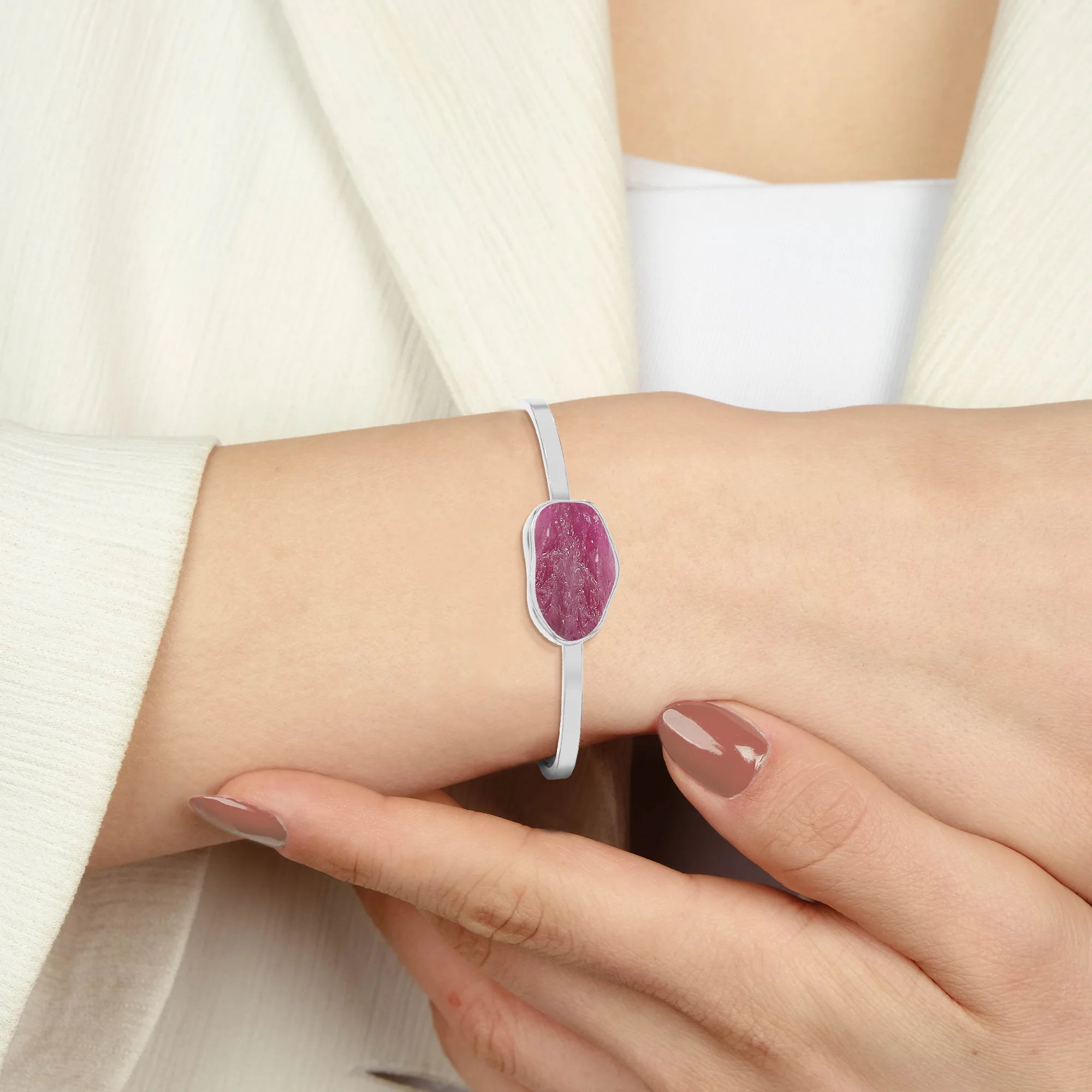 ruby rough bracelet
