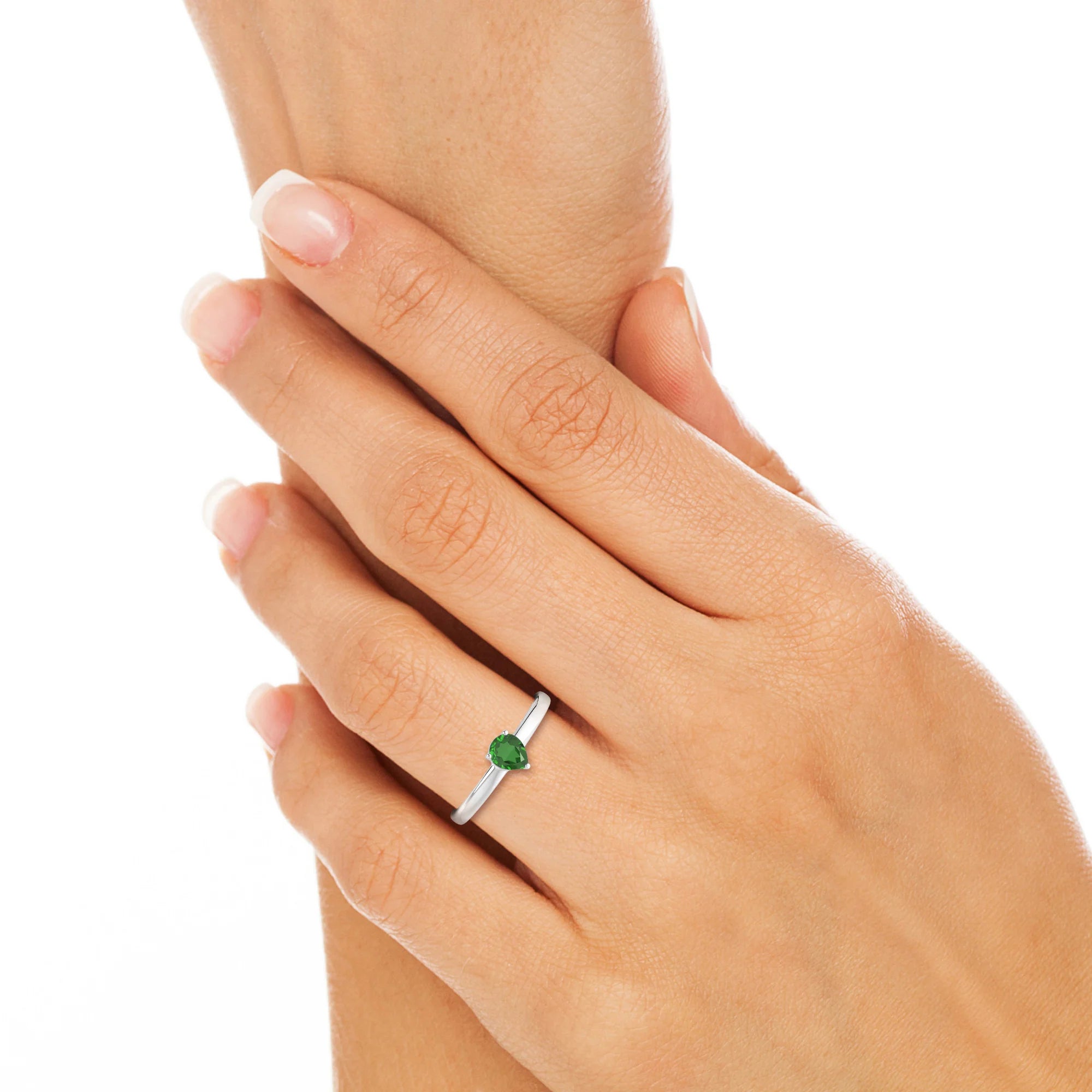 chrome diopside stackable prong-set ring