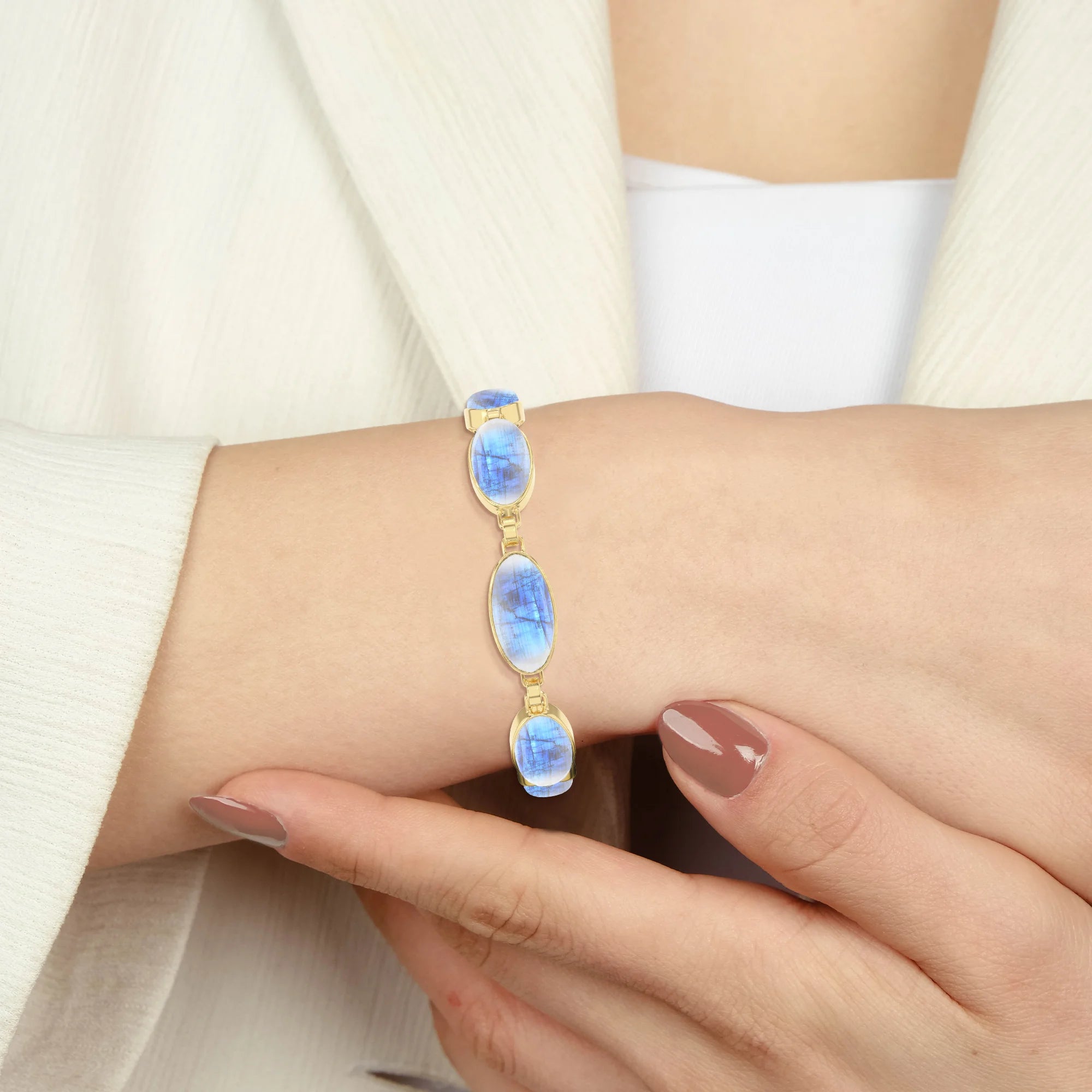 rainbow moonstone chain bracelet