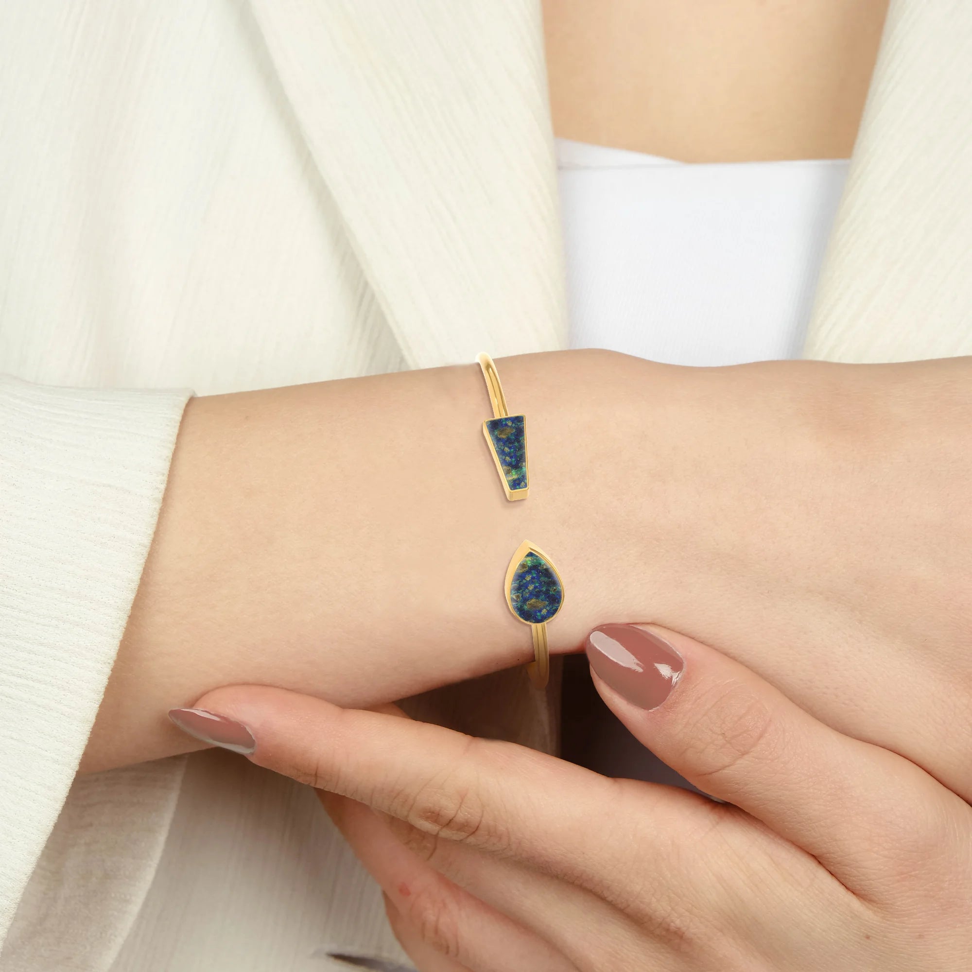 azurite malachite cab bracelet