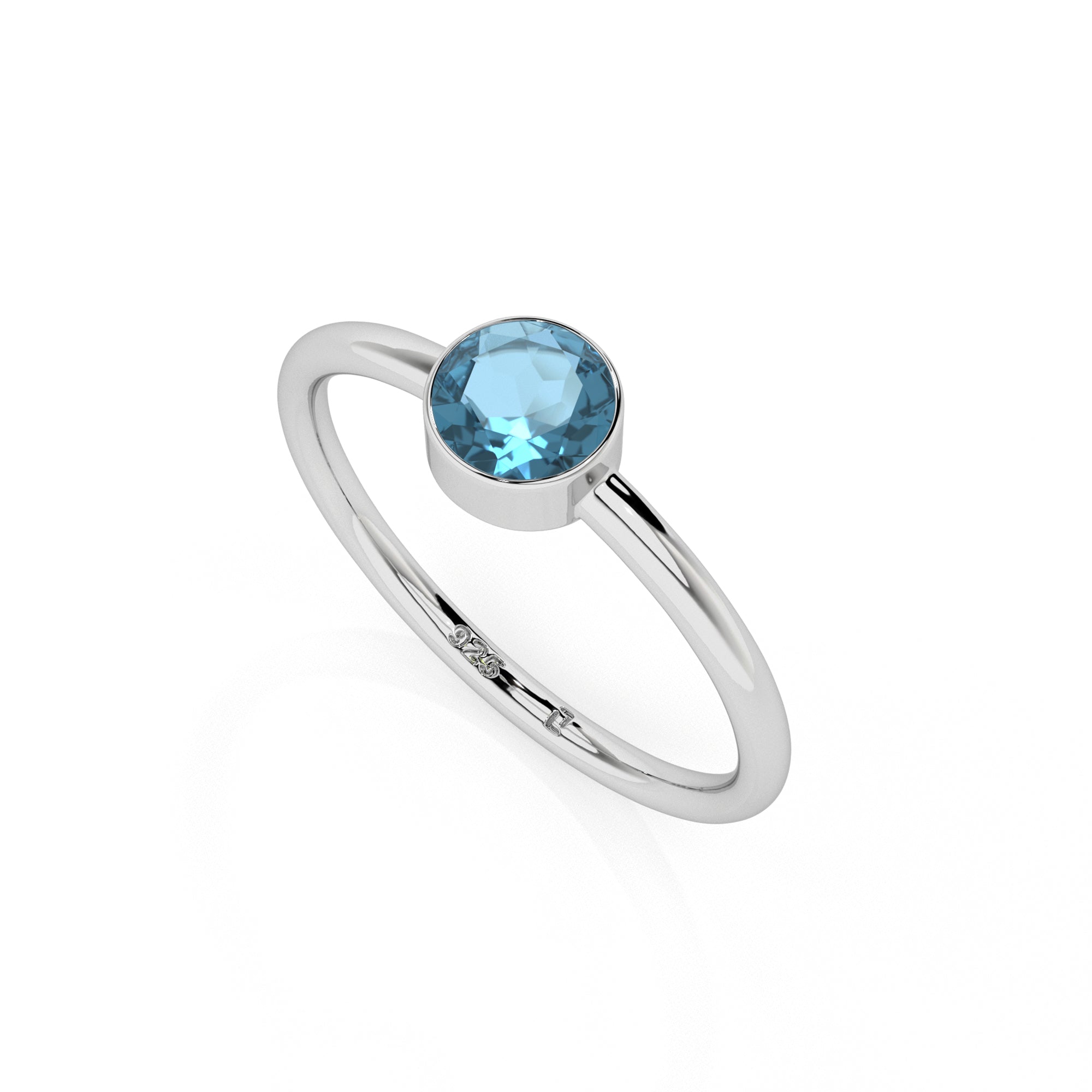 swiss-blue-topaz stackable bezel-set ring