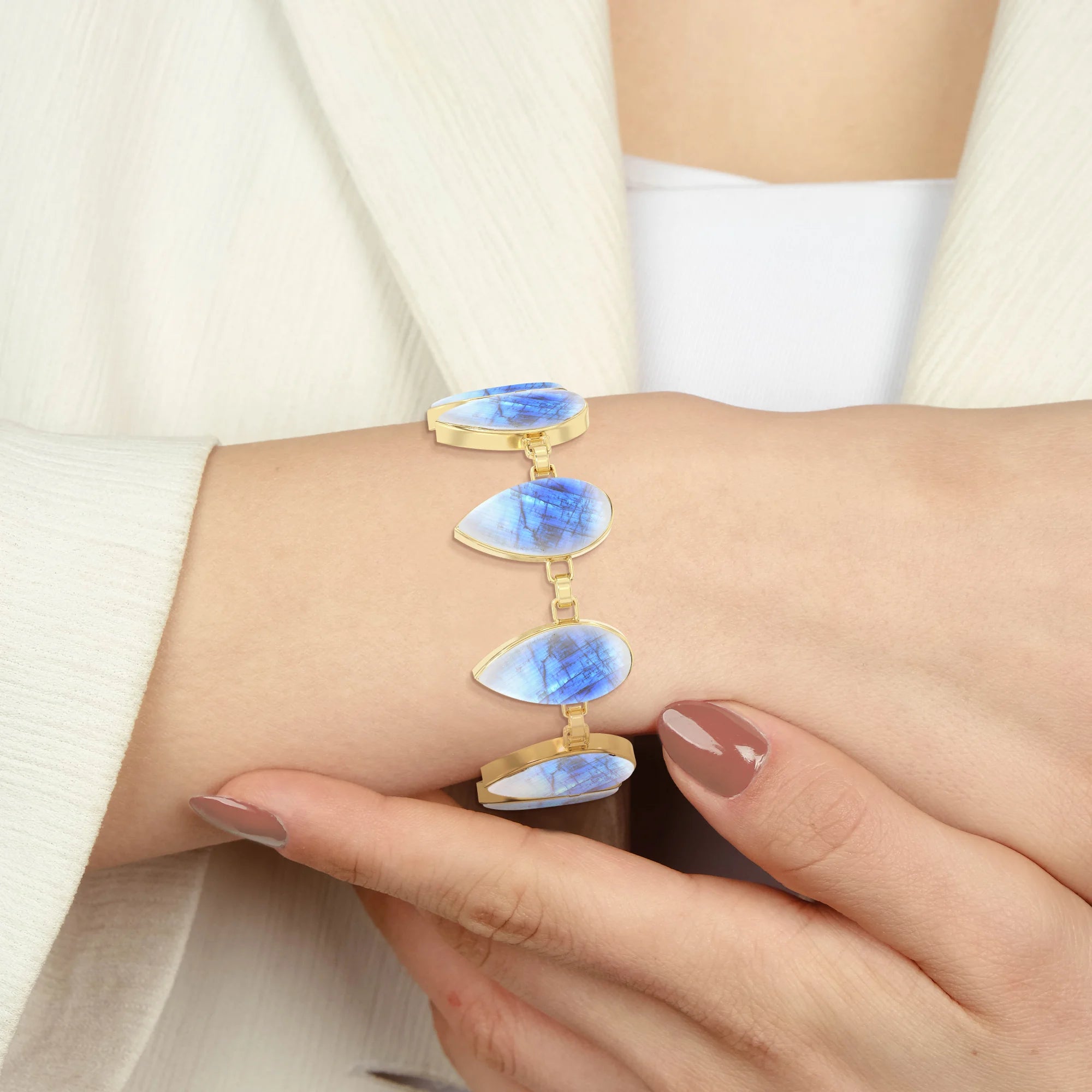 rainbow moonstone chain bracelet