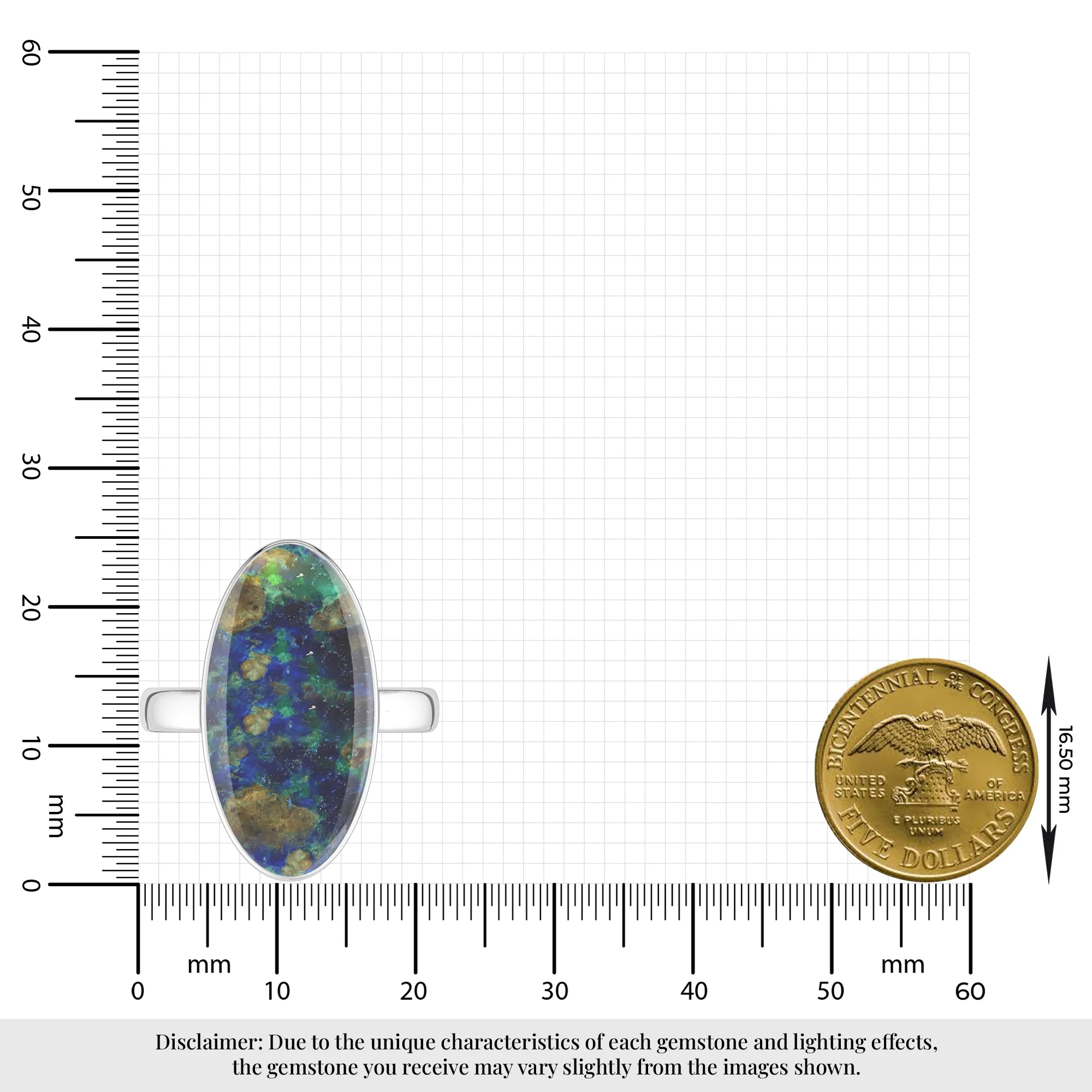 azurite malachite bezel-set ring