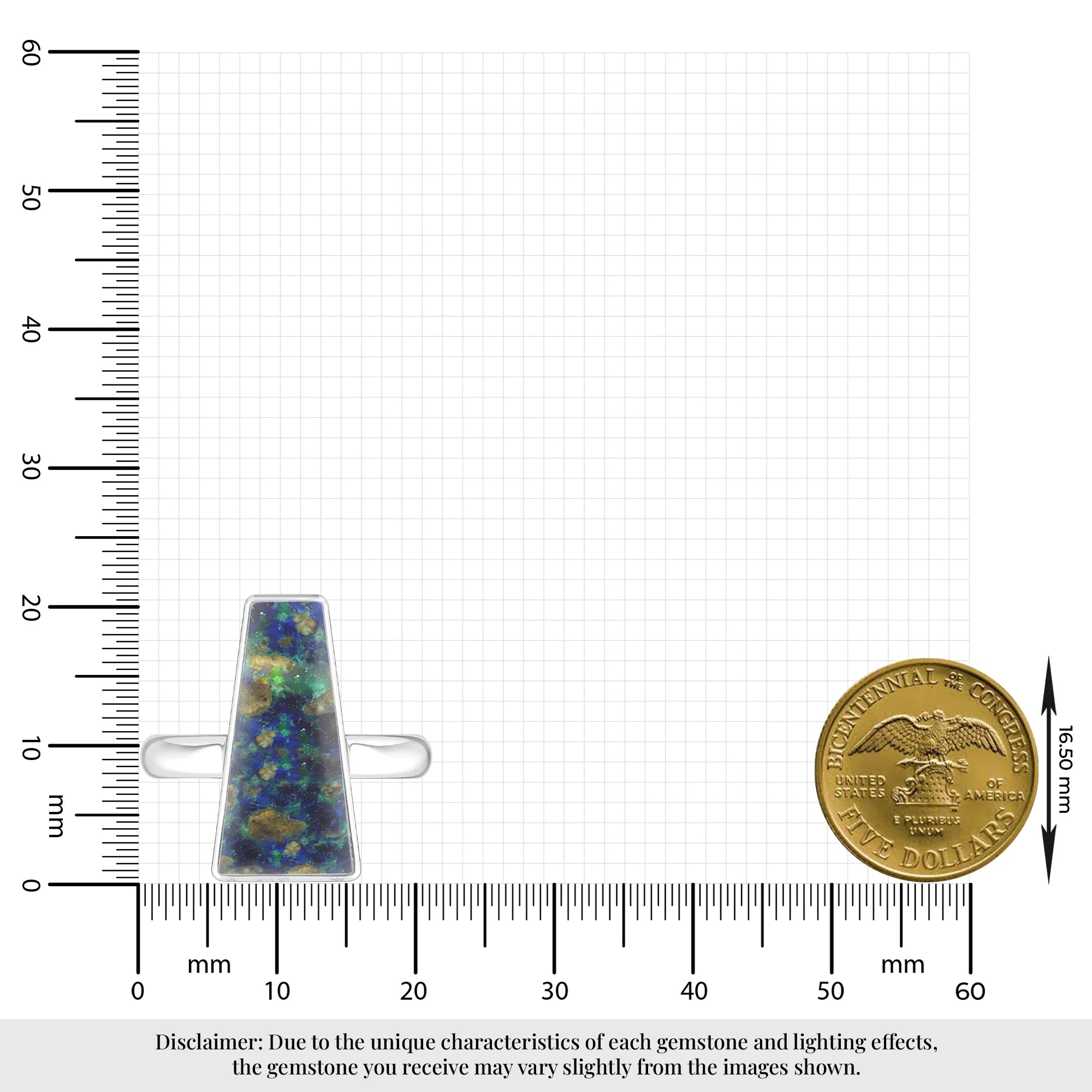azurite malachite bezel-set ring