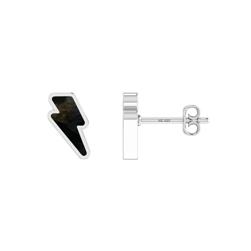 black tourmaline slice earrings