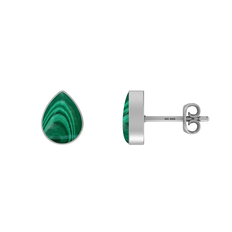 malachite cab pear earrings