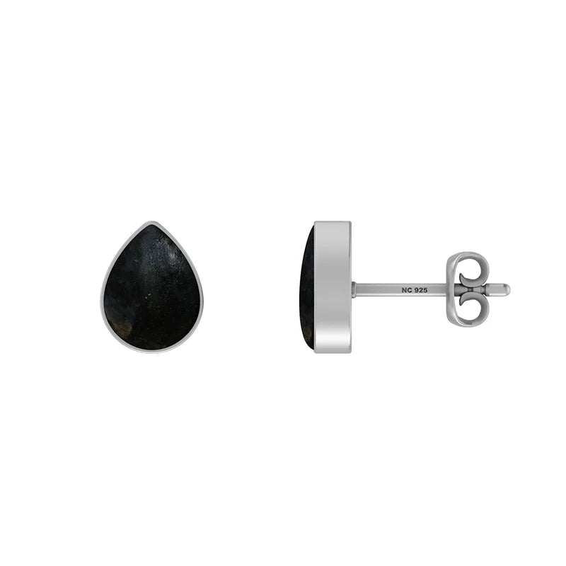 black tourmaline cab earrings