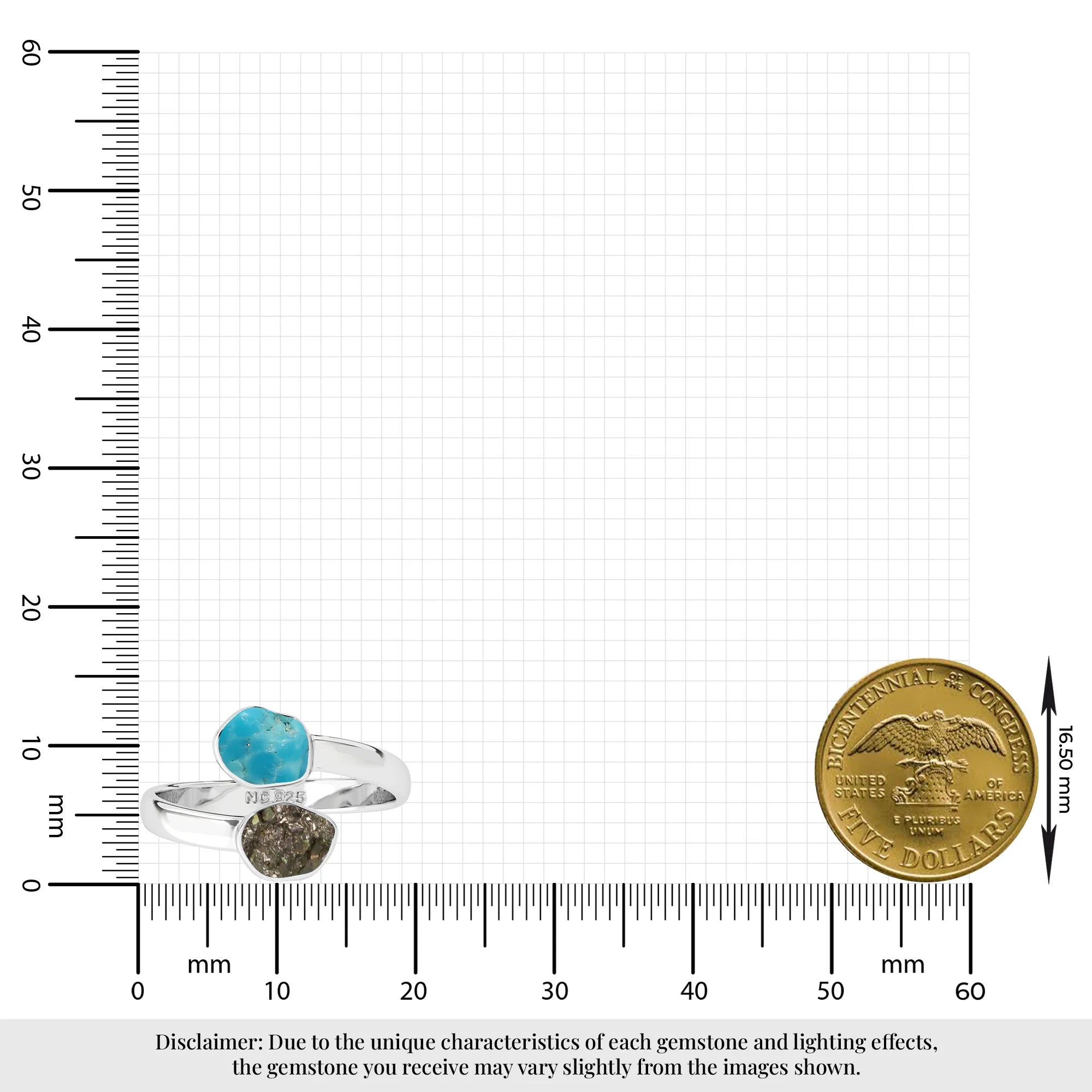 turquoise-pyrite stackable bezel-set ring