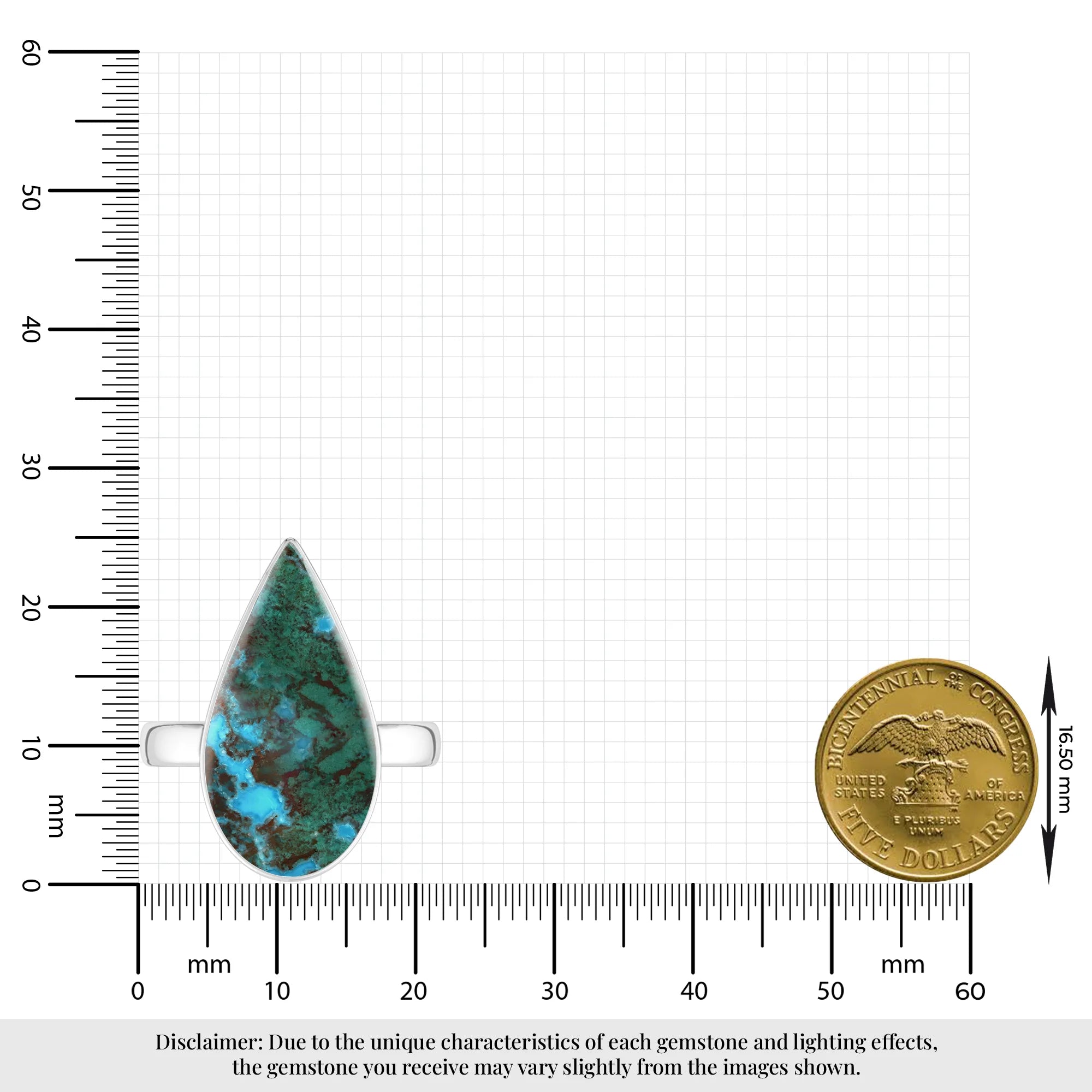 chrysocolla bezel-set ring