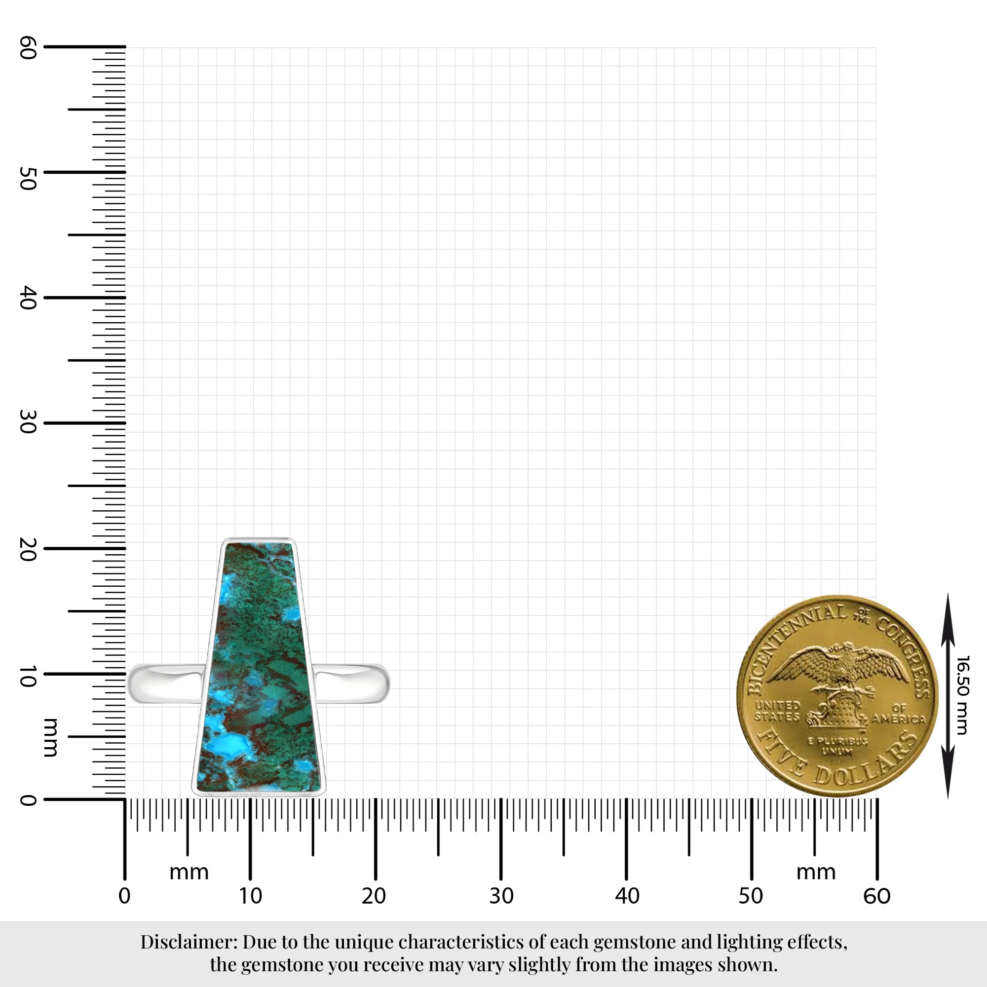 chrysocolla bezel-set ring
