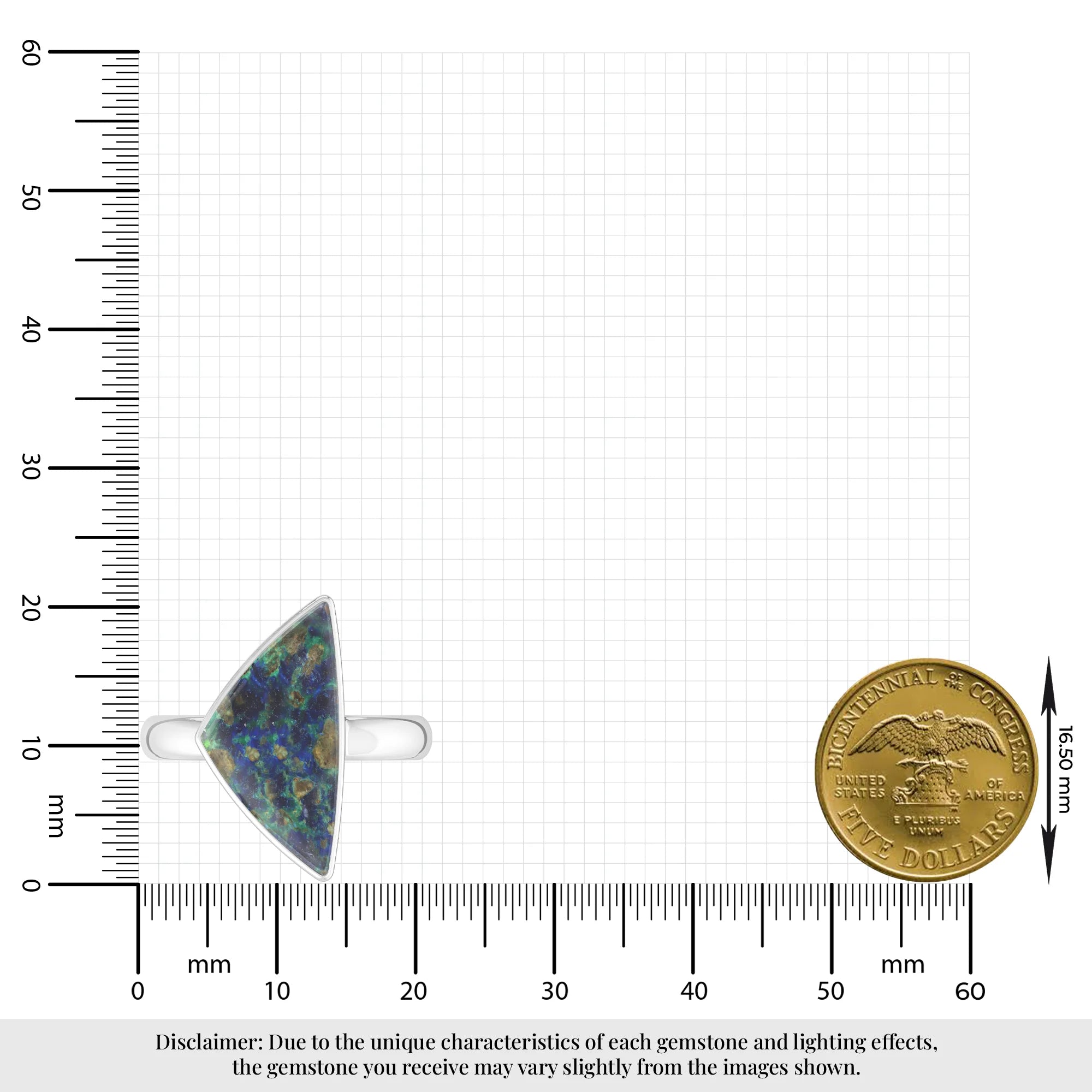 azurite malachite bezel-set ring
